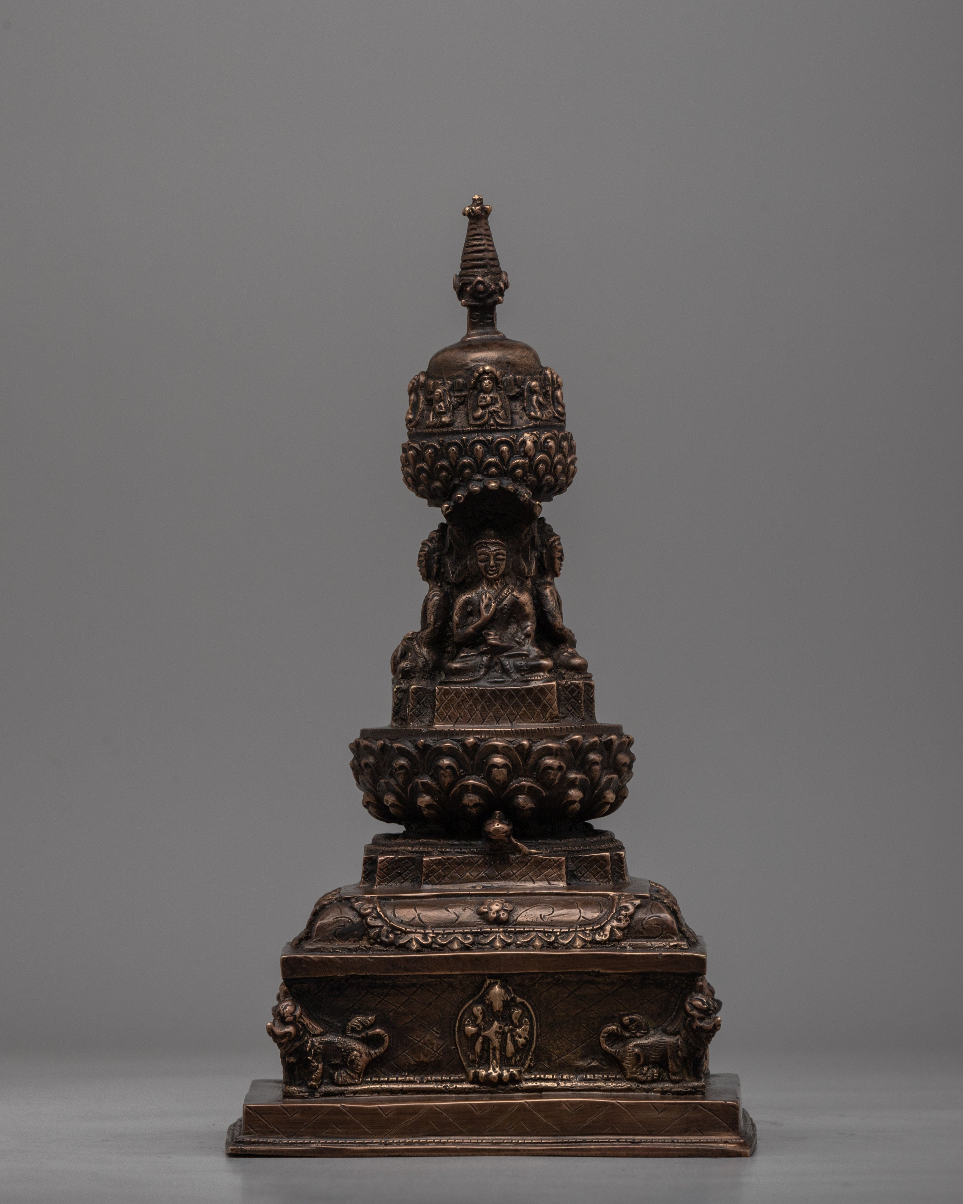 Traditional Handmade Tibetan Brass Stupa | Icon of Harmony, Protection, and Wisdom
