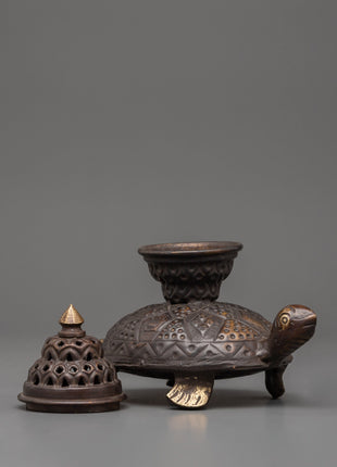 Tortoise Incense Burner with Antique Finishing | Handcrafted Tibetan Incense Burner