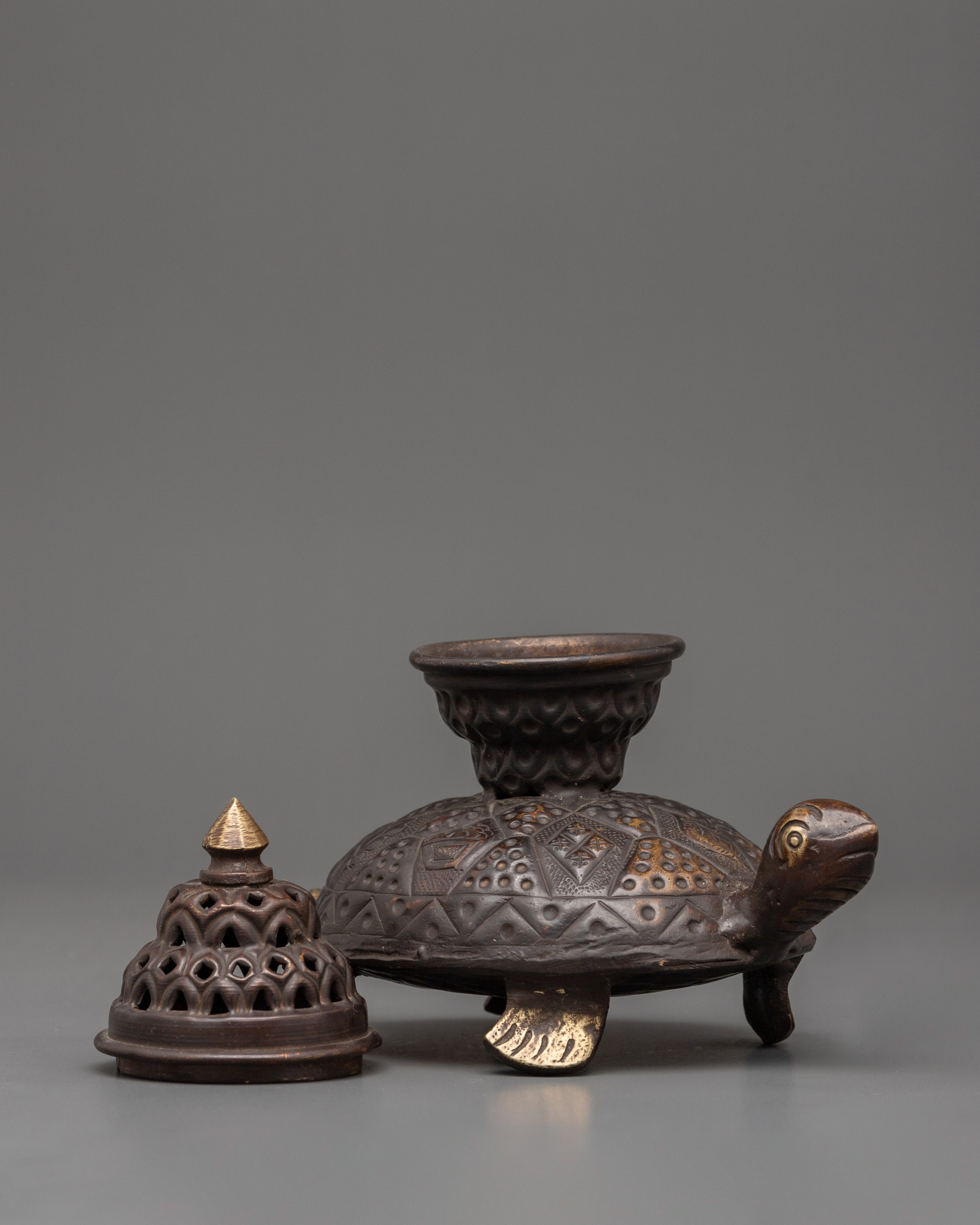 Tortoise Incense Burner with Antique Finishing | Handcrafted Tibetan Incense Burner