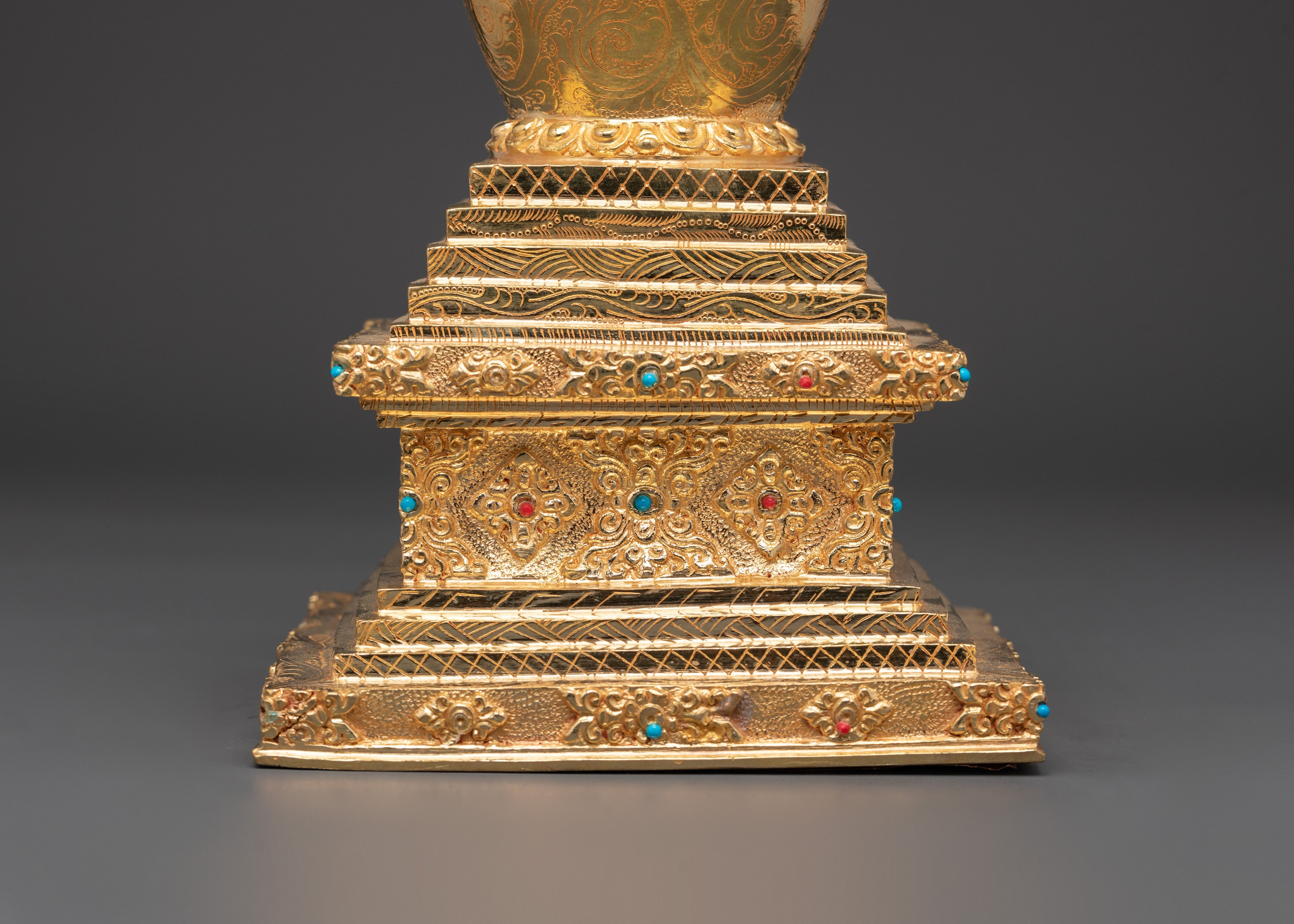 Handcrafted Spiritual Buddha Stupa | Copper Body with Gold Plating