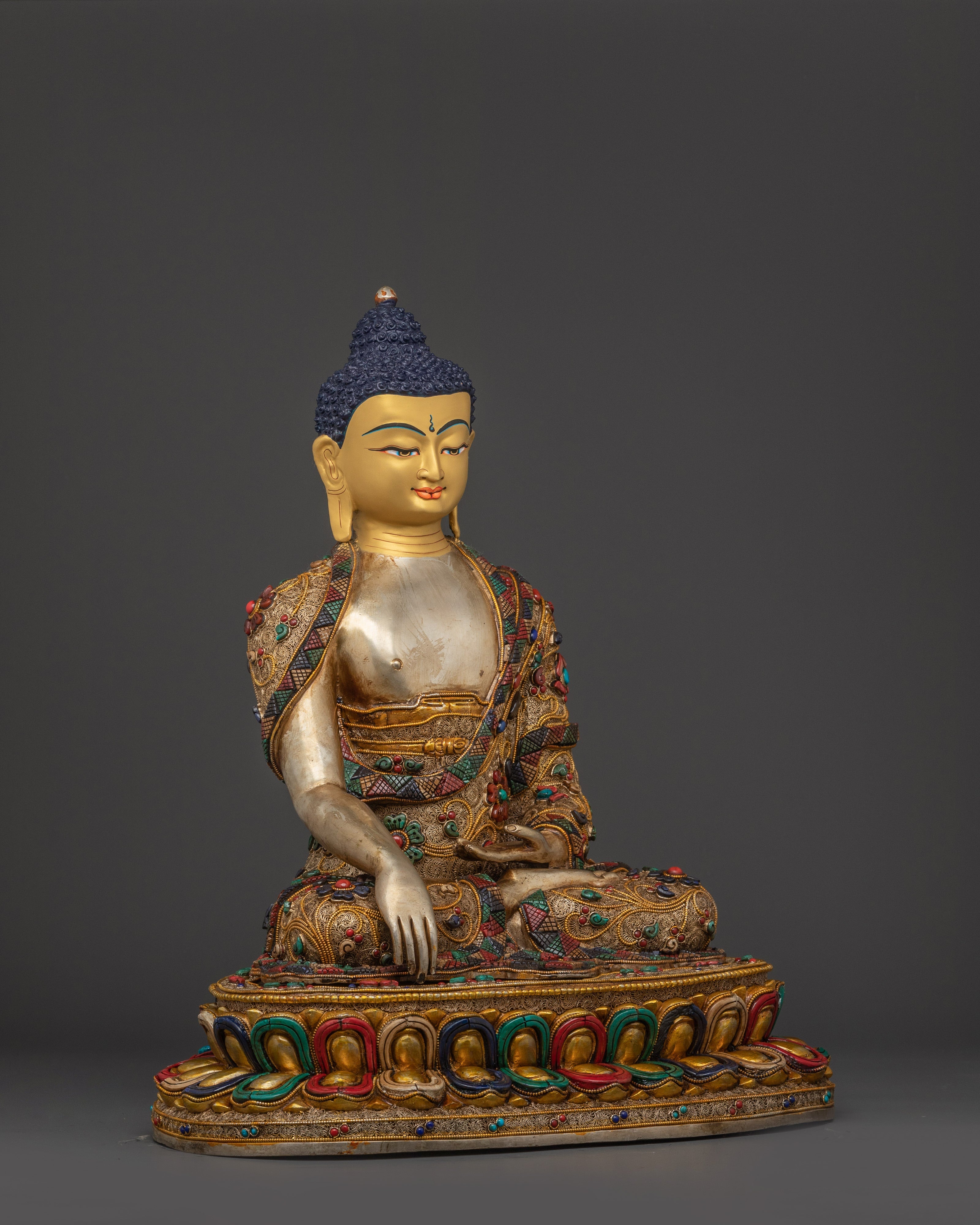 Shakyamuni Buddha Handcrafted Statue | Gold-Plated Tibetan Sacred Art