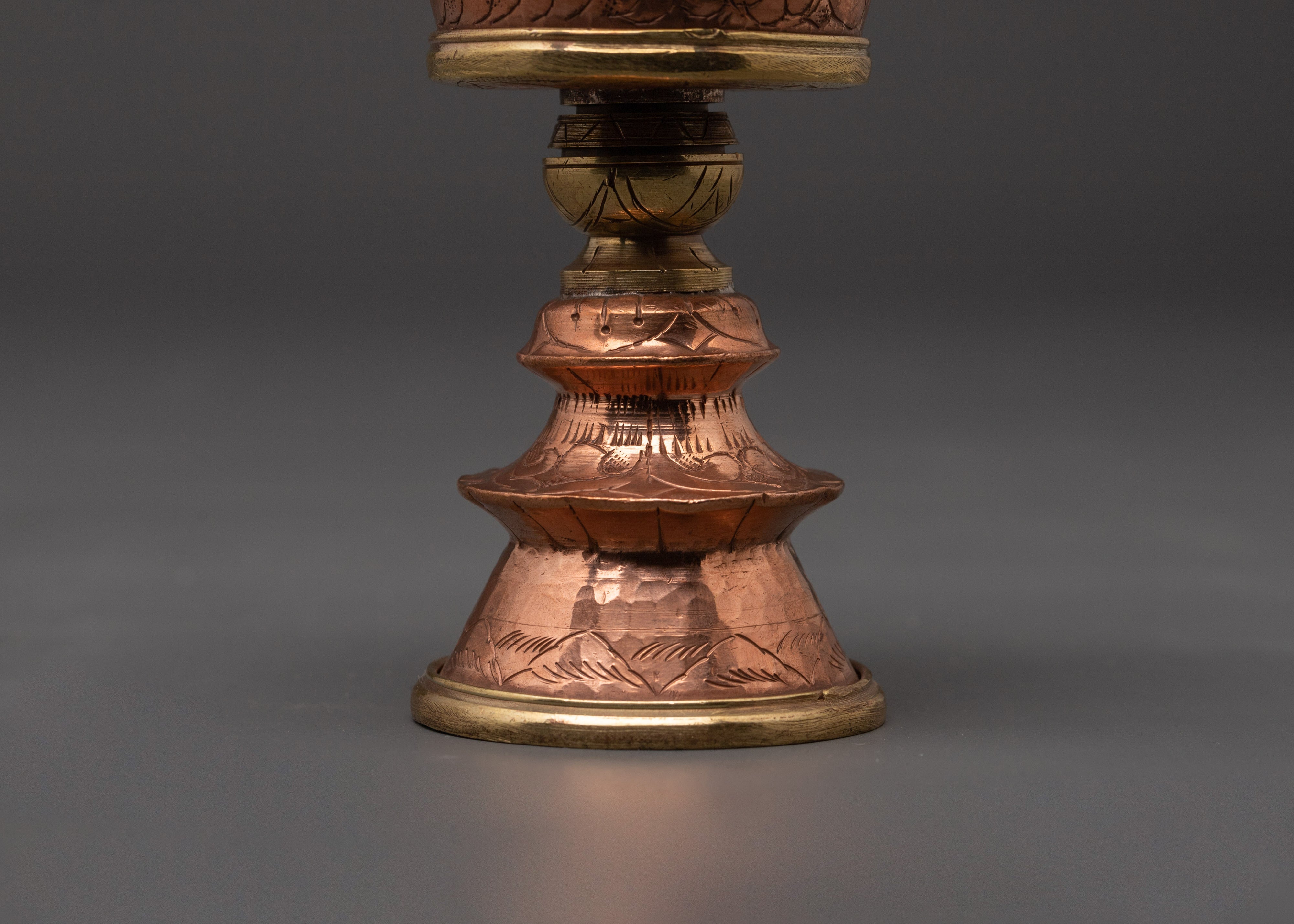 Copper Lamp Set with Intricate Design | Handcrafted Ritual Decor