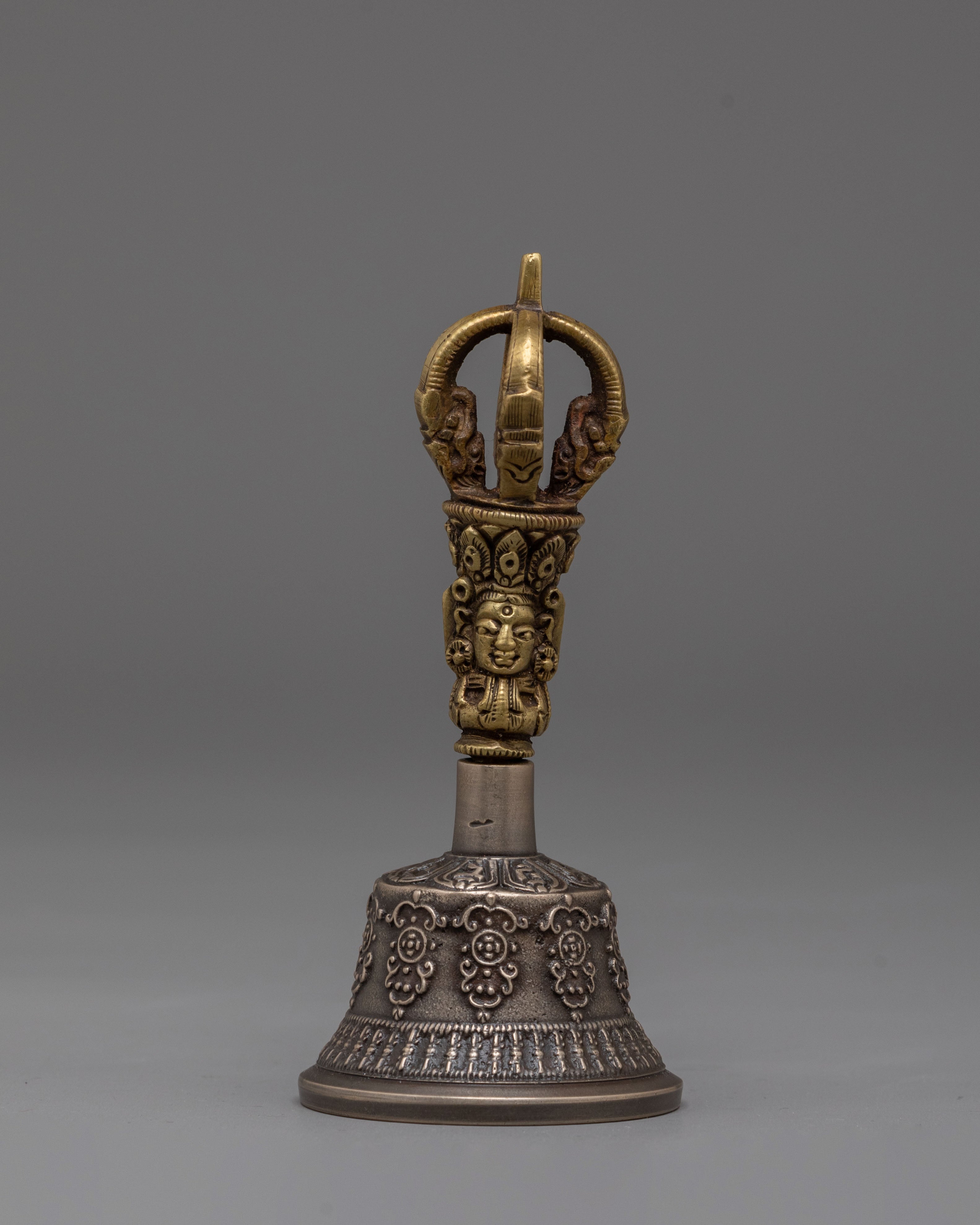 Handcrafted Vajra and Bell Set | Spiritual Brass and Bronze Deity Symbolism