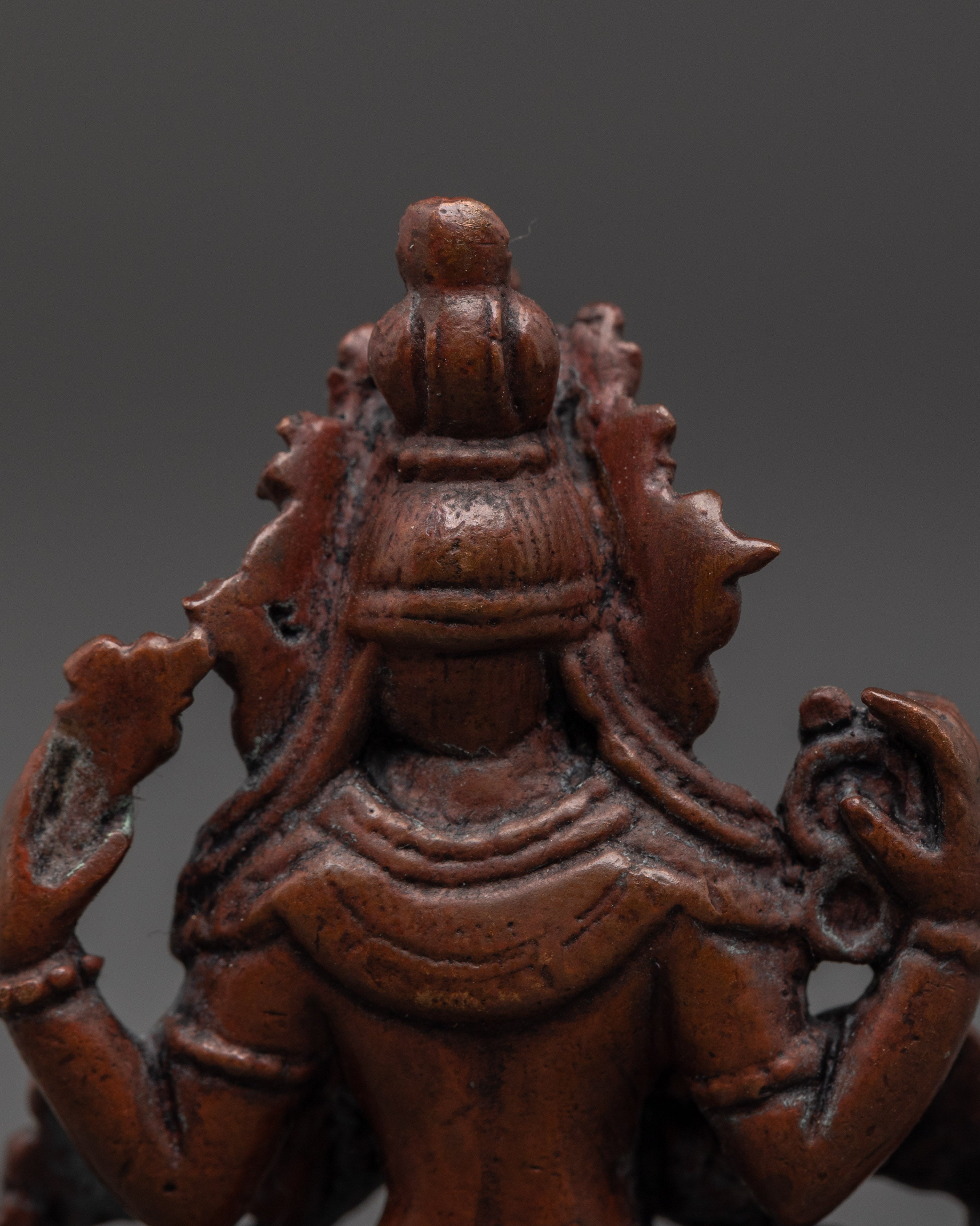 Compassionate Buddha Chenrezig Statue | Oxidized Copper Bodhisattva Sculpture