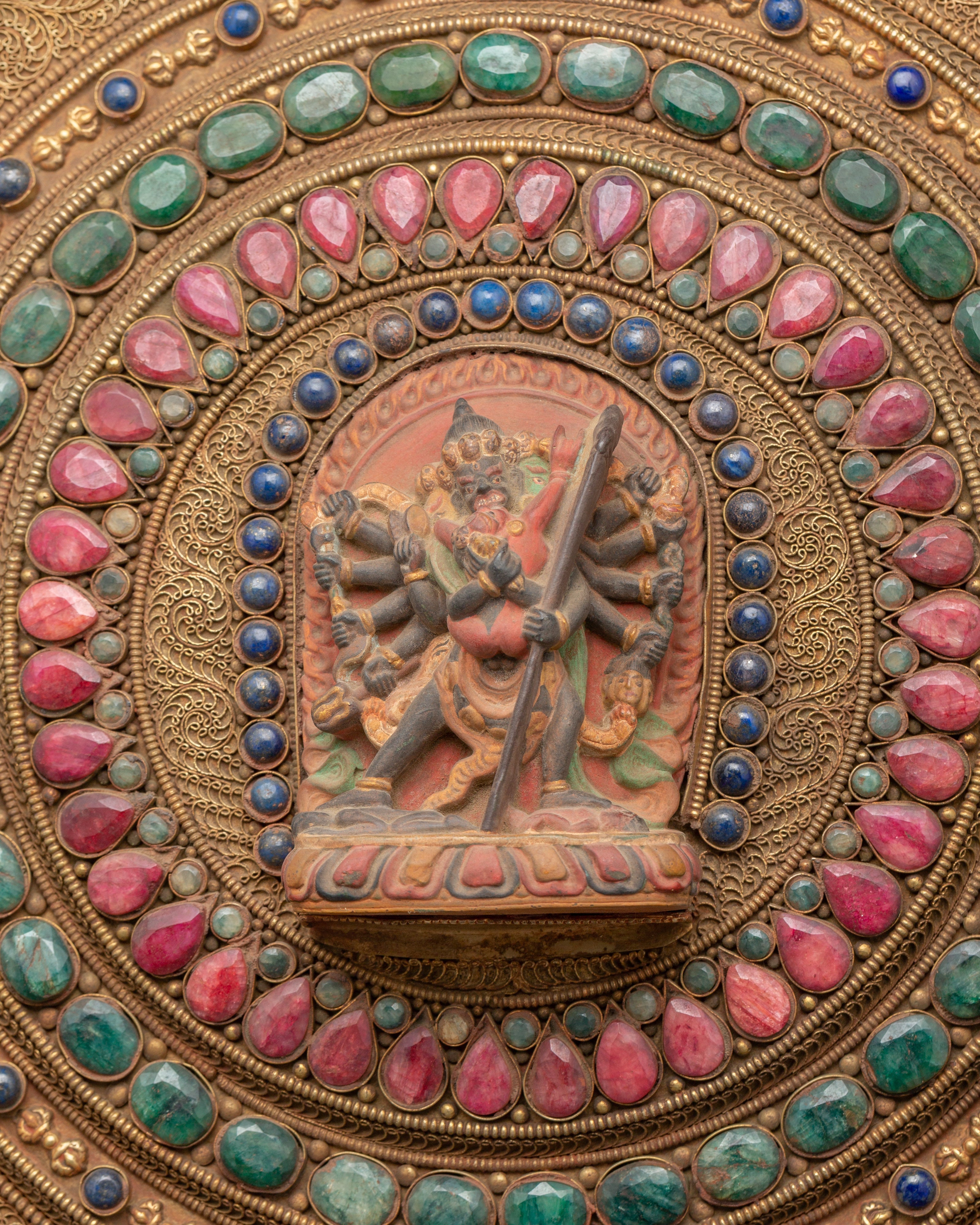 Handcrafted Chakrasamvara Mandala | Copper with Gold & Silver Plating