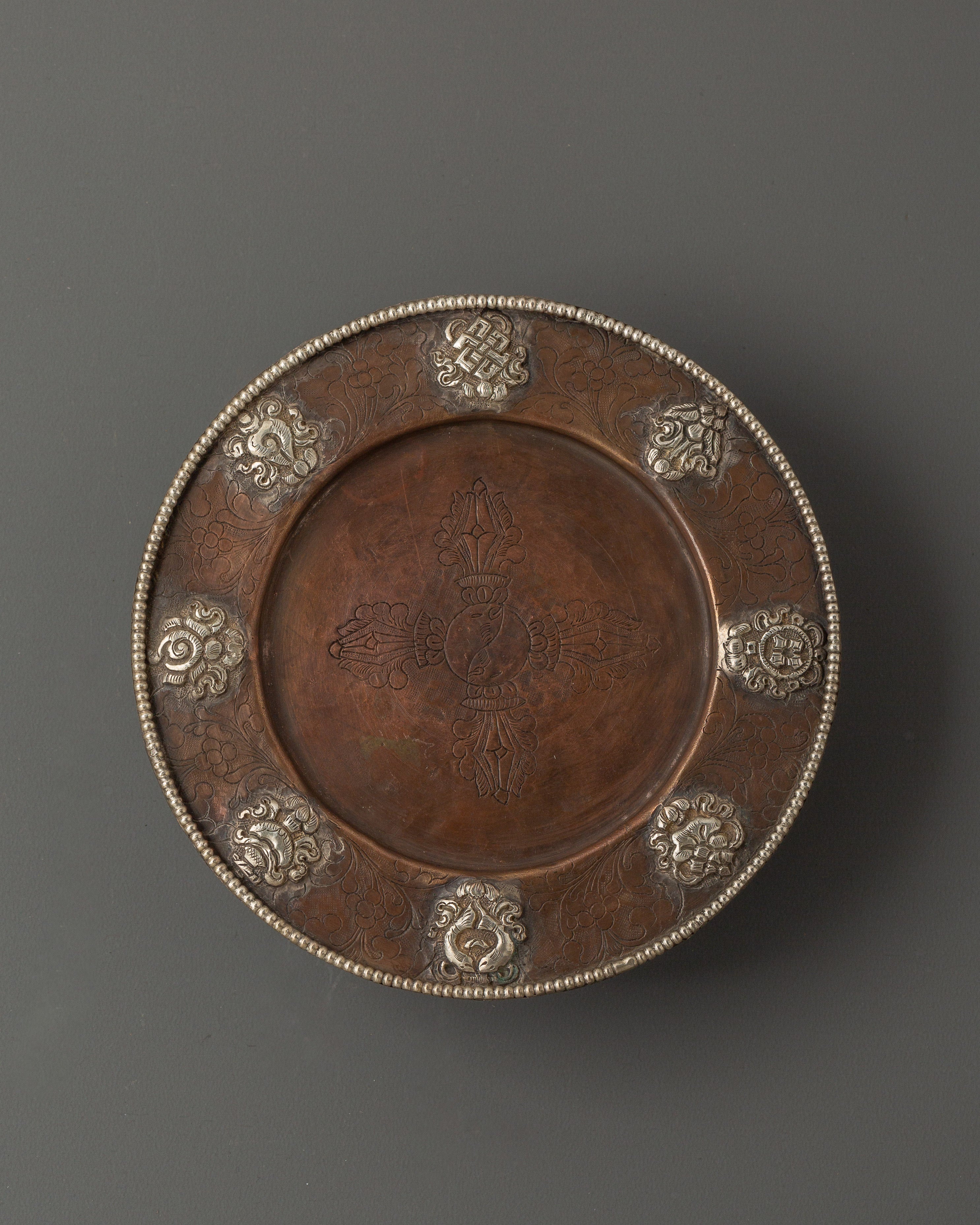 Auspicious Symbol Engraved Mandala | Tibetan Ritual Offering Set