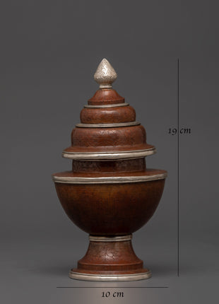 Tibetan Handmade Silver Plated Rice Pot | For Ritual and Ceremonies