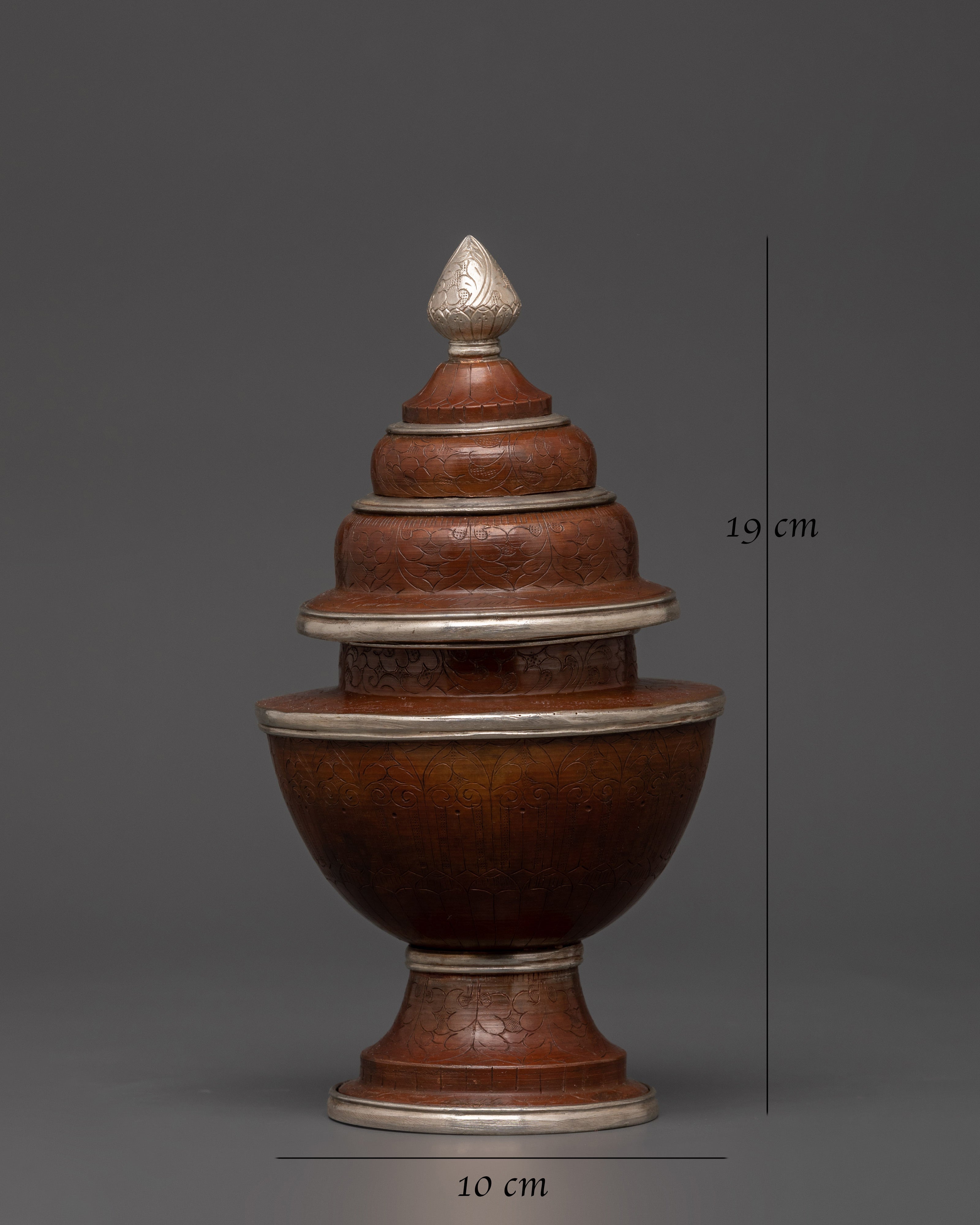 Tibetan Handmade Silver Plated Rice Pot | For Ritual and Ceremonies