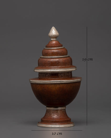 Tibetan Handmade Silver Plated Rice Pot | For Ritual and Ceremonies