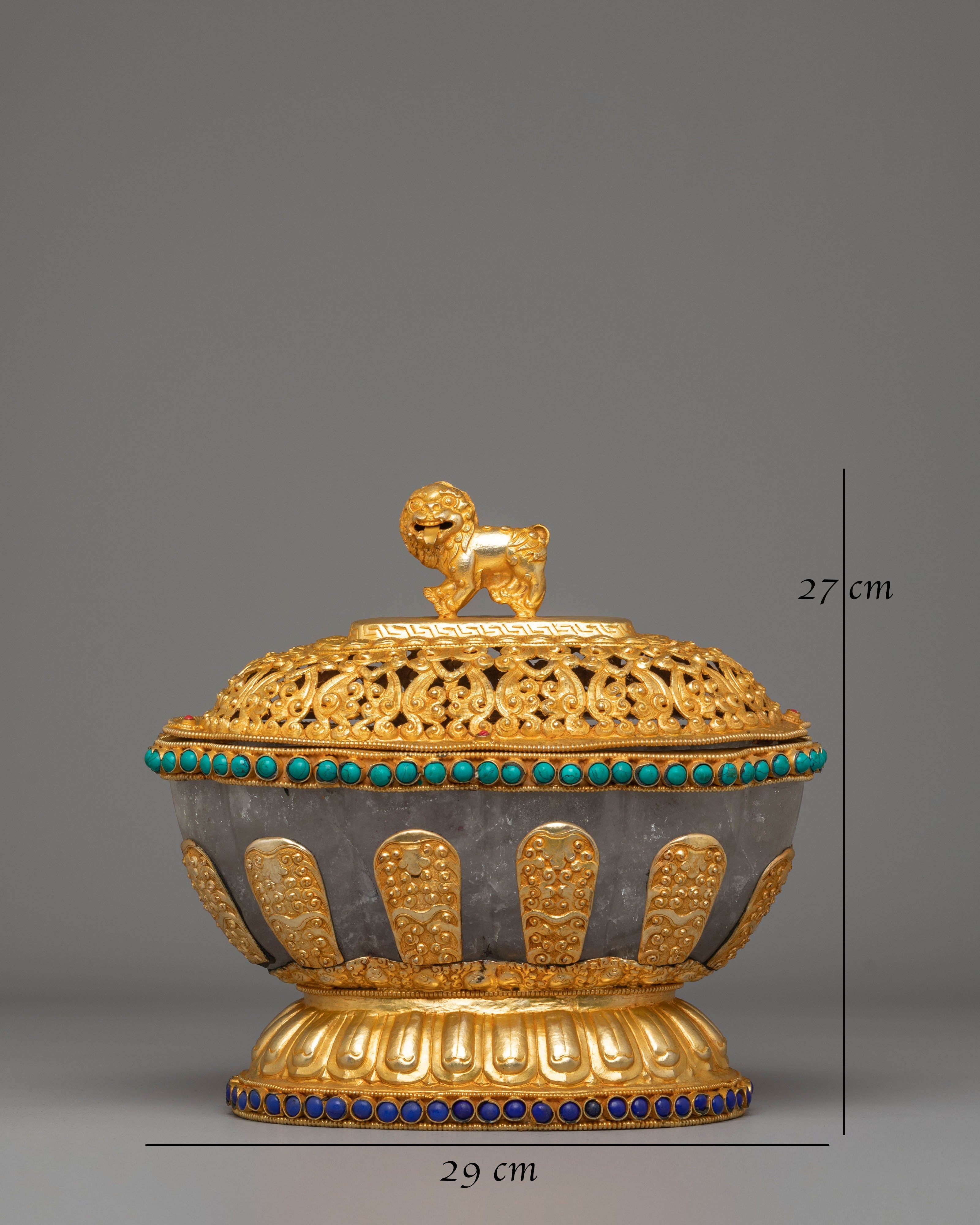 Electro Gold Plated Rice Pot for Offering | Tibetan Buddhist Ritual Tool