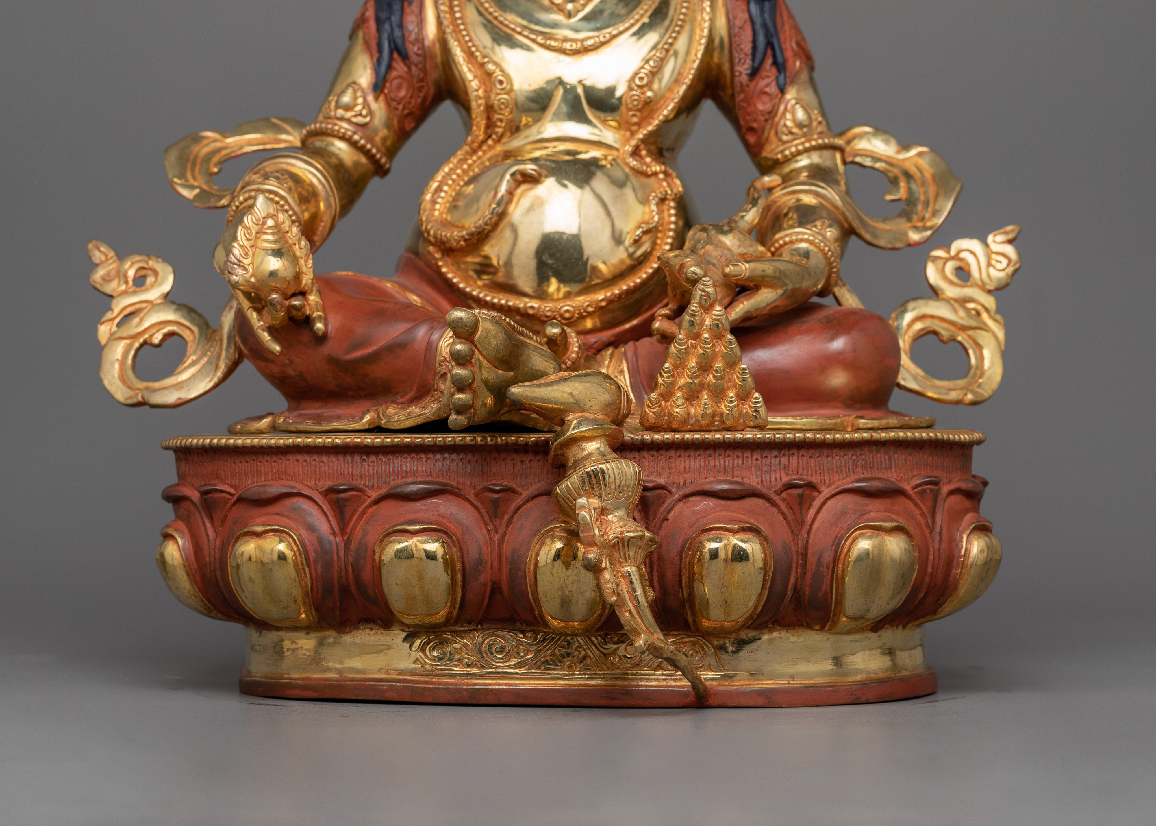 Dzambhala Spiritual Himalayan Hand Carved Statue | Tibetan Buddhist Wealth Deity