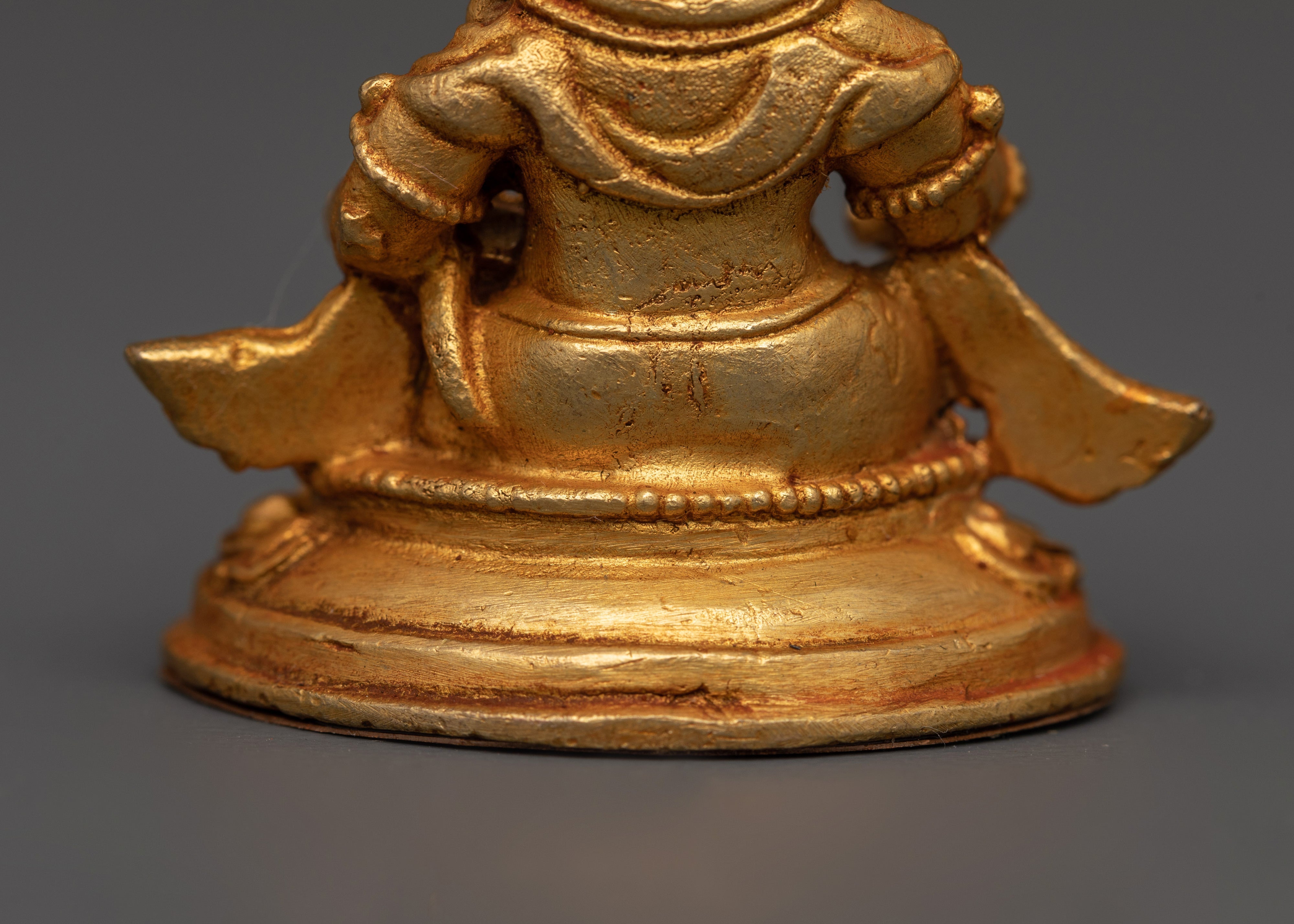Mini Dzambhala Statue in Gold-Plated Copper | Tibetan Wealth Deity