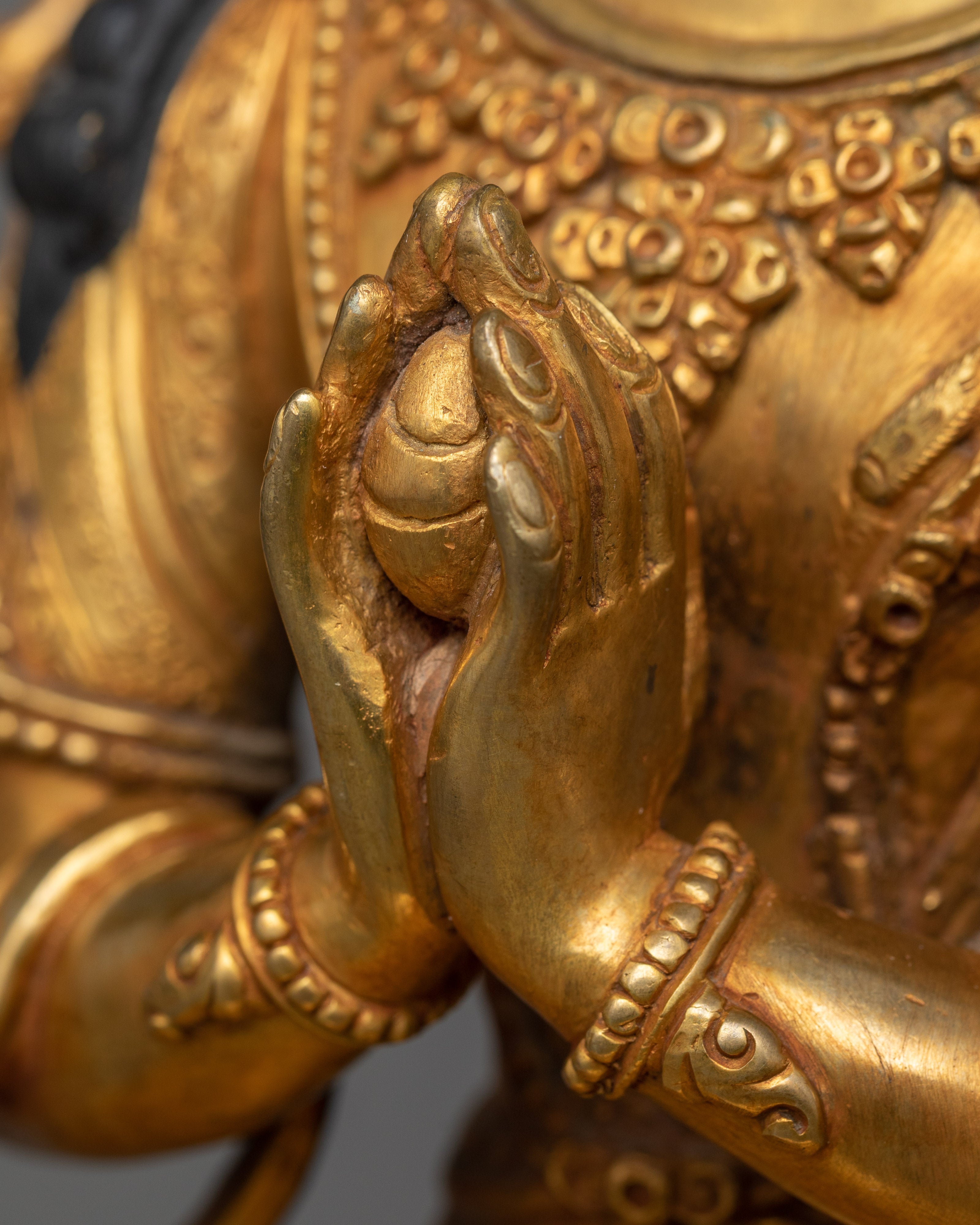 Compassion Deity Chenrezig Statue | A Radiant Symbol of Loving-Kindness in 24K Gold