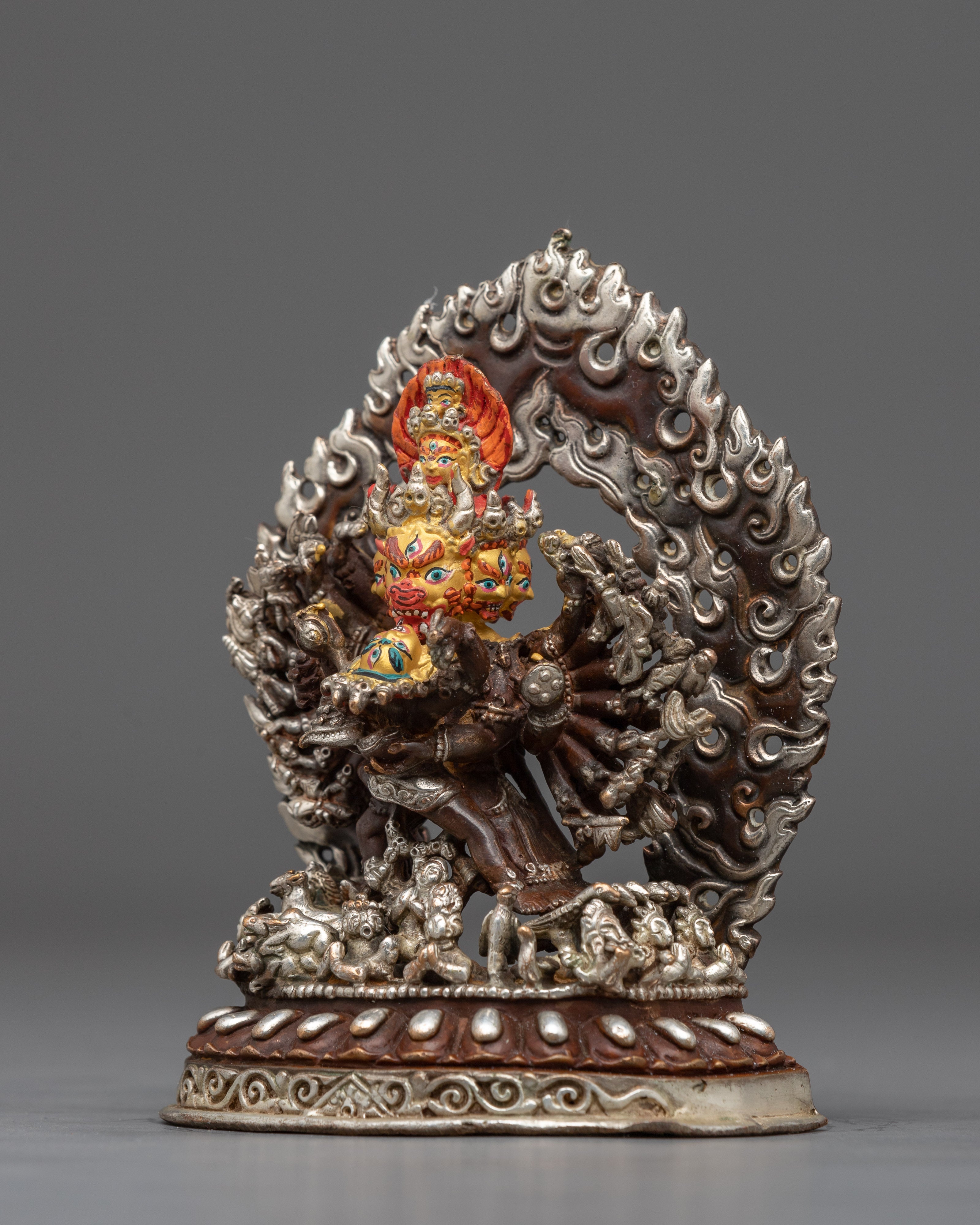 Miniature Yamantaka Sculpture with Companion | Himalayan Buddhist Destroyer of Death