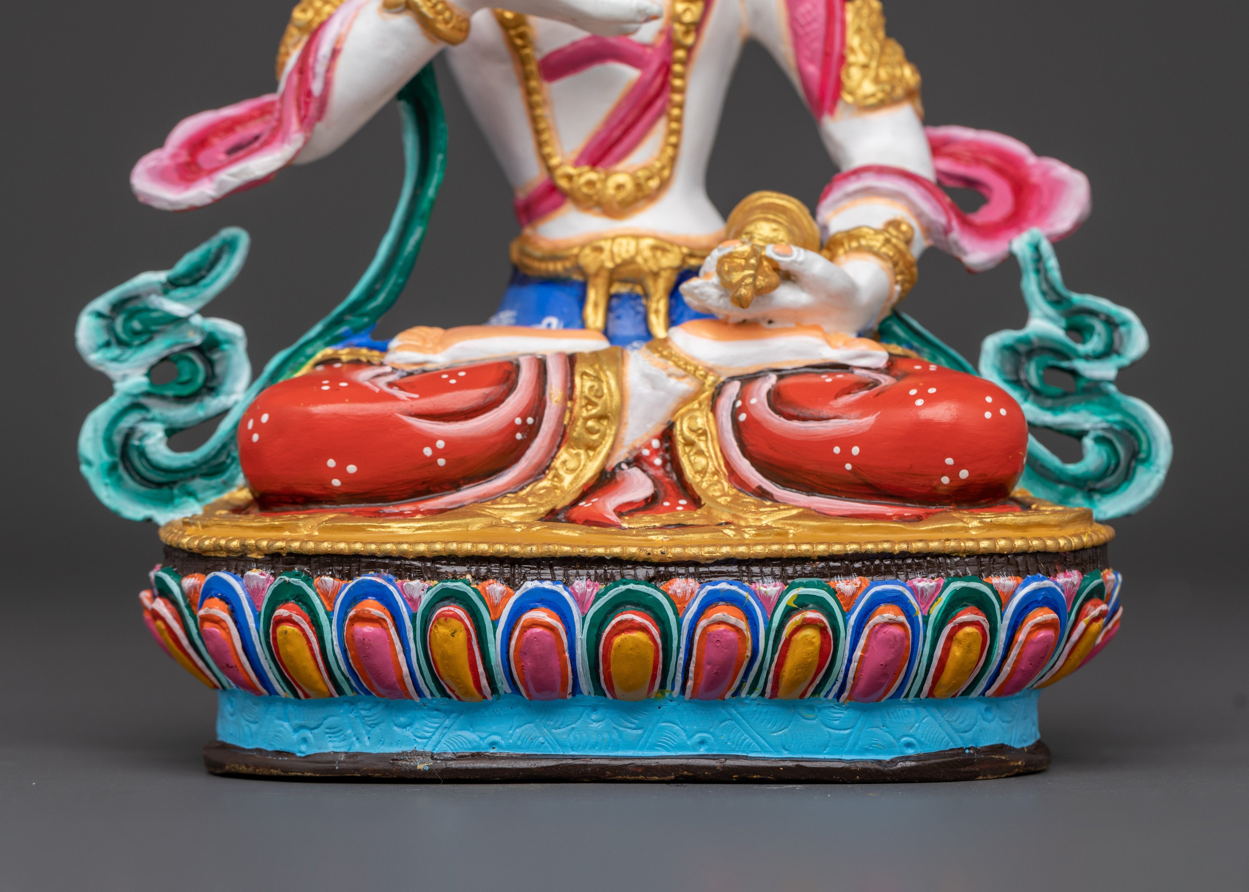 Handcrafted Tibetan Vajrasattva Sculpture | Copper & Acrylic Meditation Deity Figure
