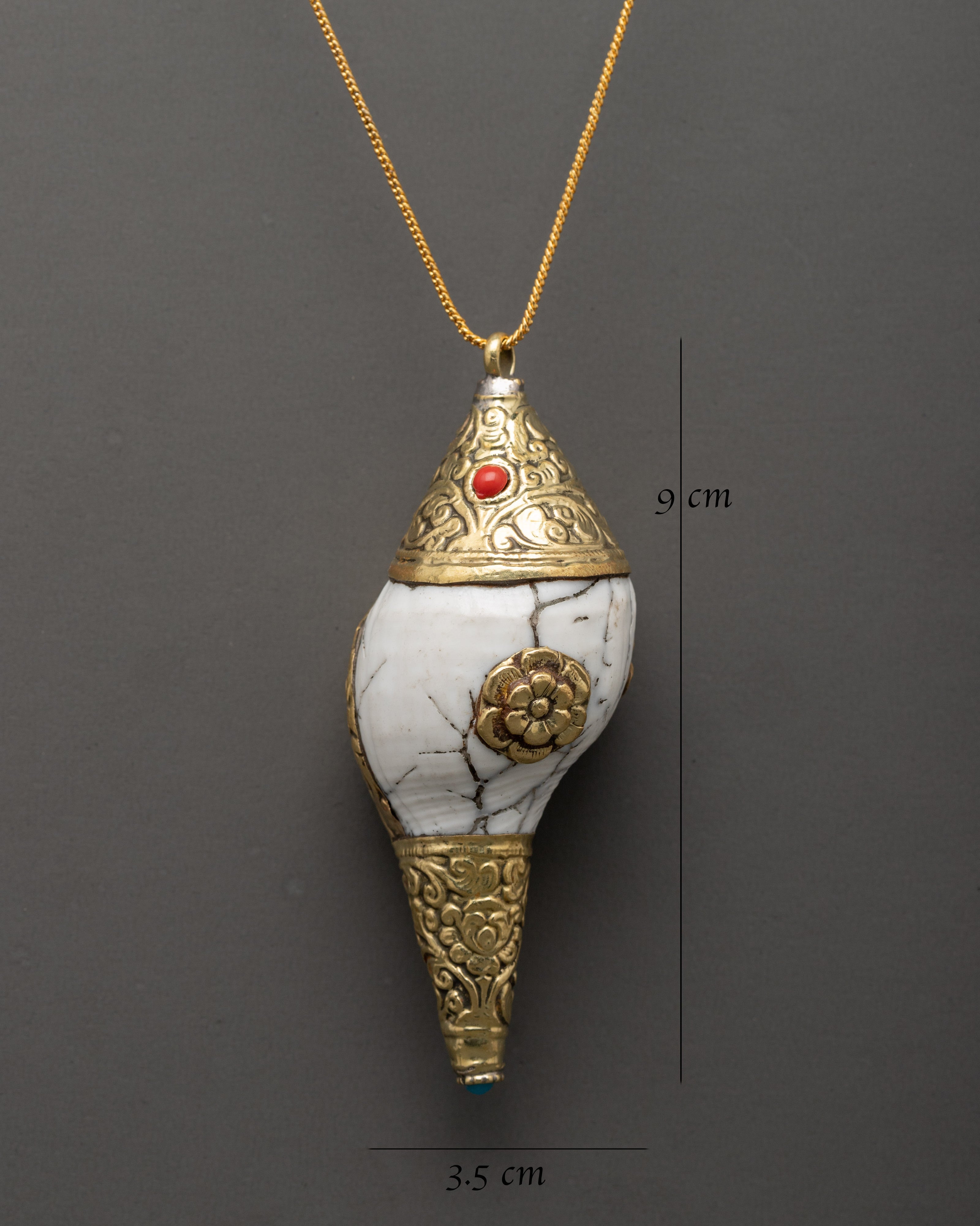 Gold Plated Spiritual Conch Locket | White Conch Shell Sacred Locket