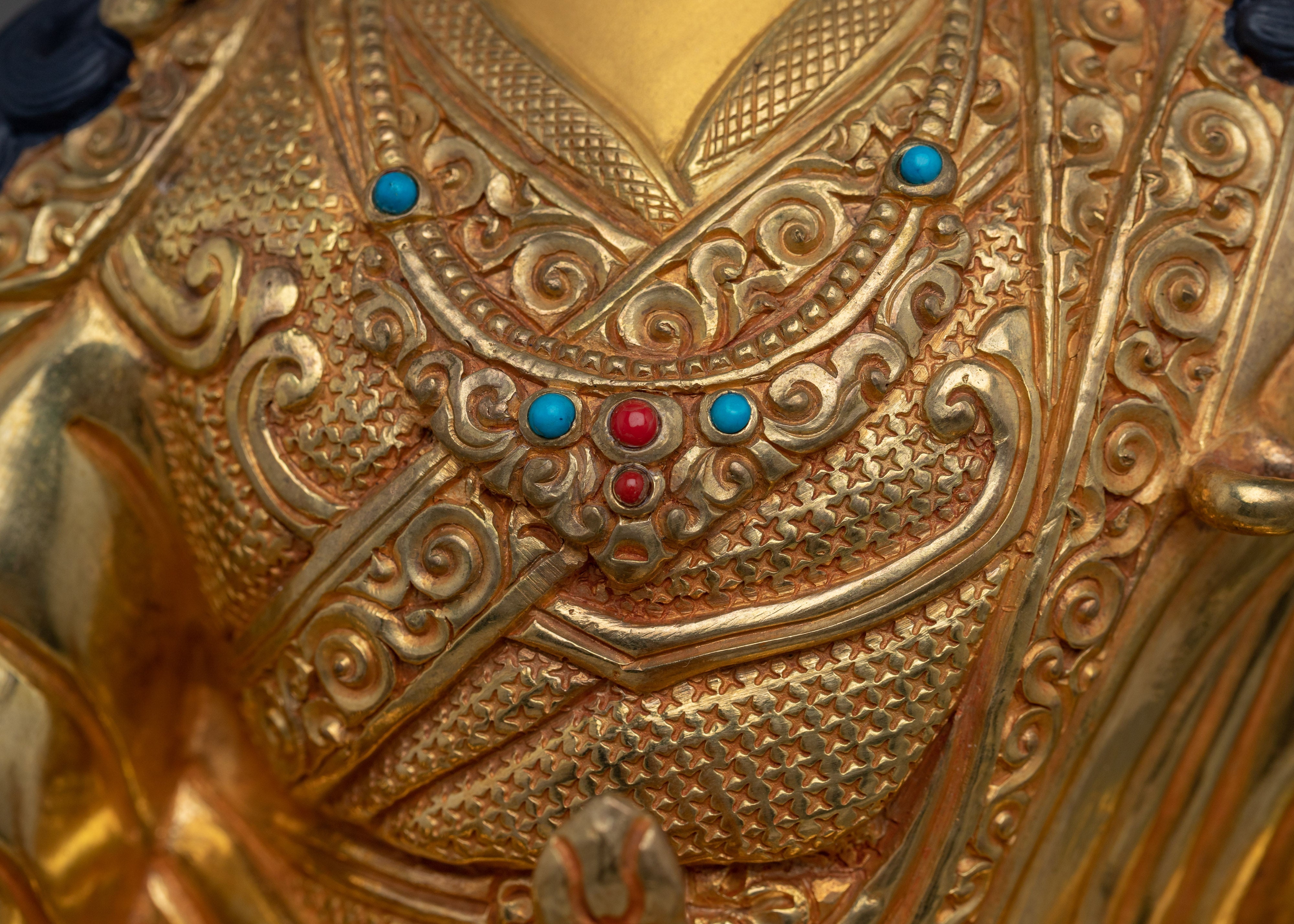 Guru Rinpoche Padmasambhava Copper Statue | 24K Gold Gilded Buddhist Sculpture