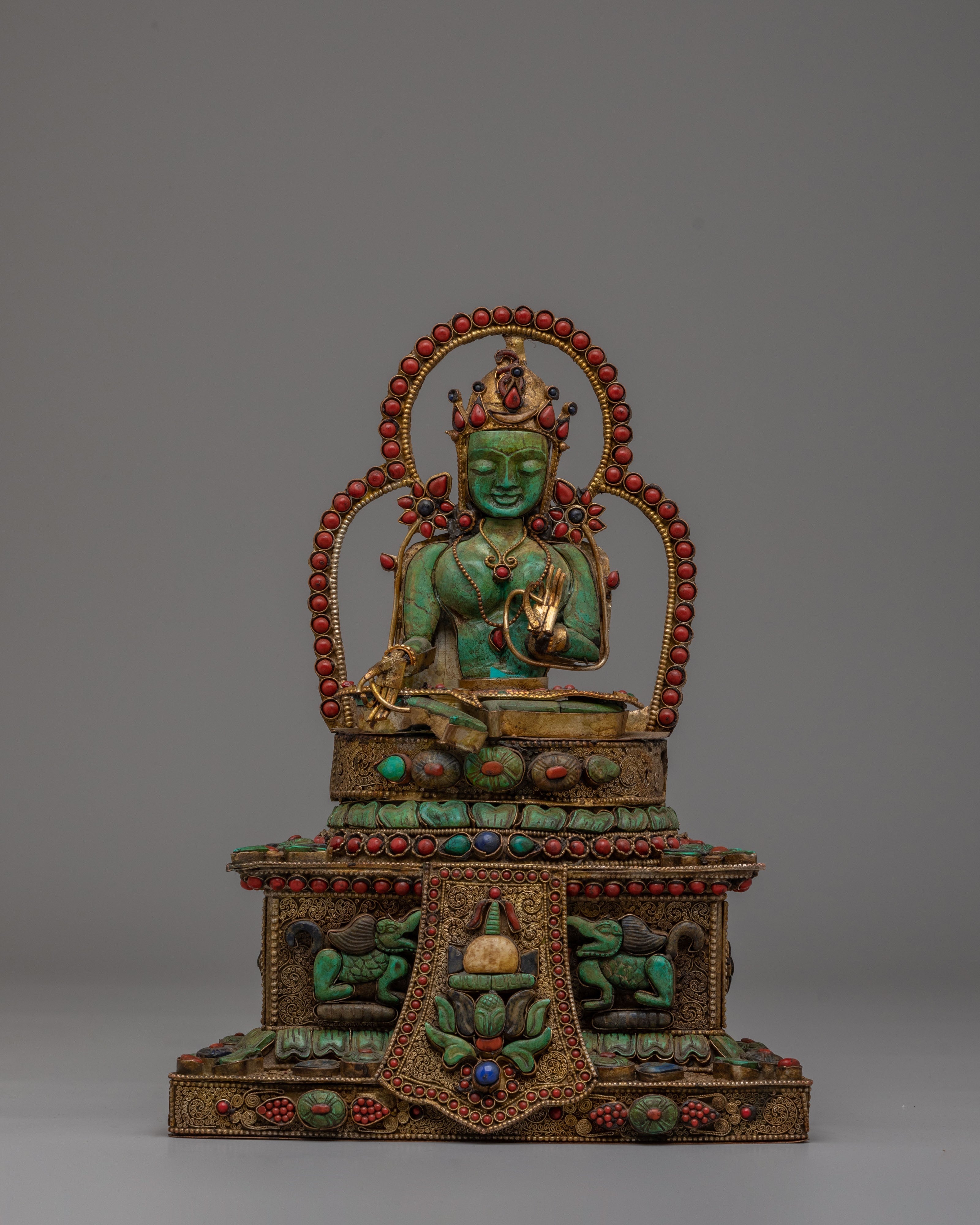 Handcrafted Green Tara Statue for Decor | Tibetan Buddhist Deity