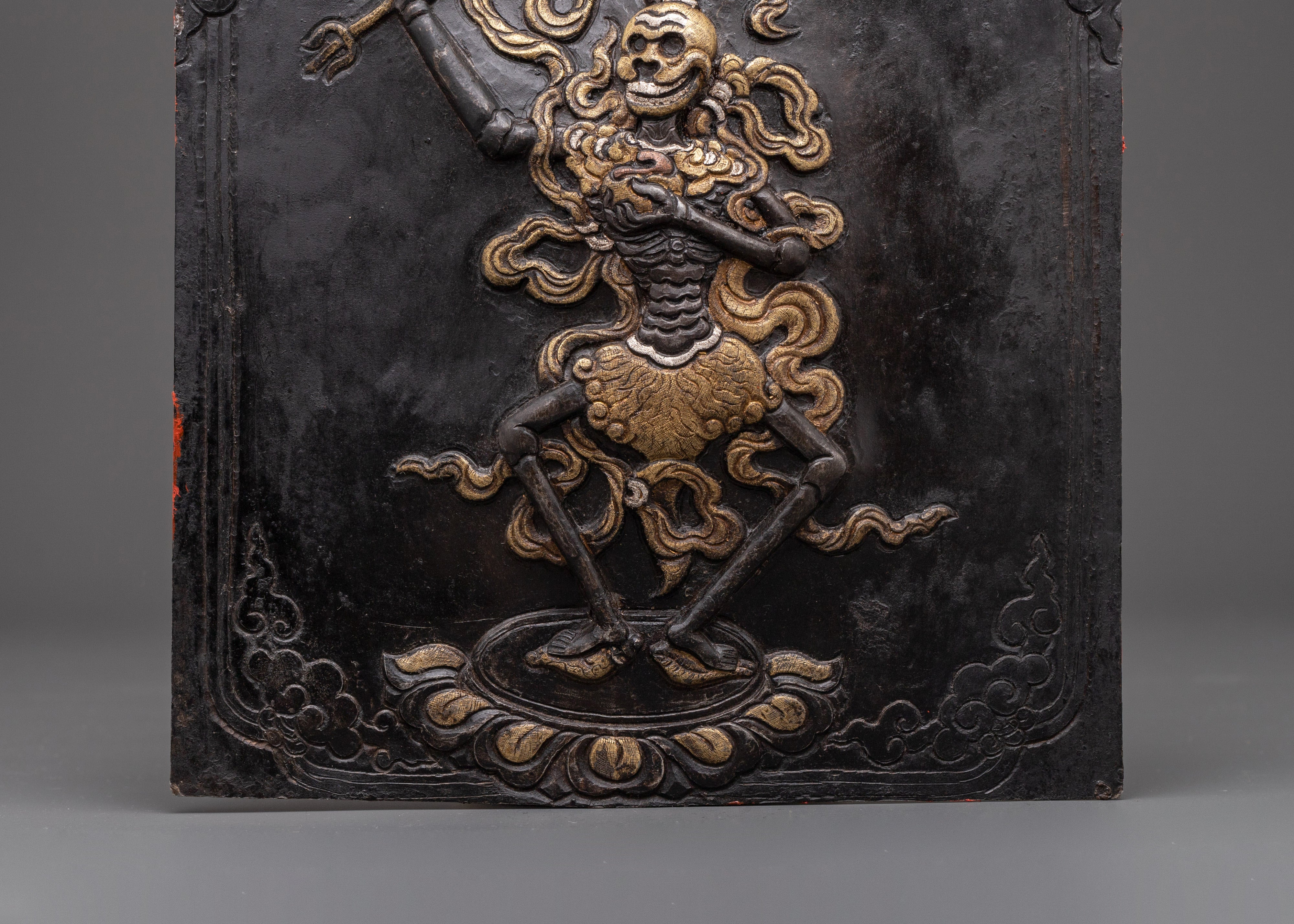 Spiritual Buddhist Wrathful Protector Wall Hanging | Tibetan Iron Silver Brass Religious Art