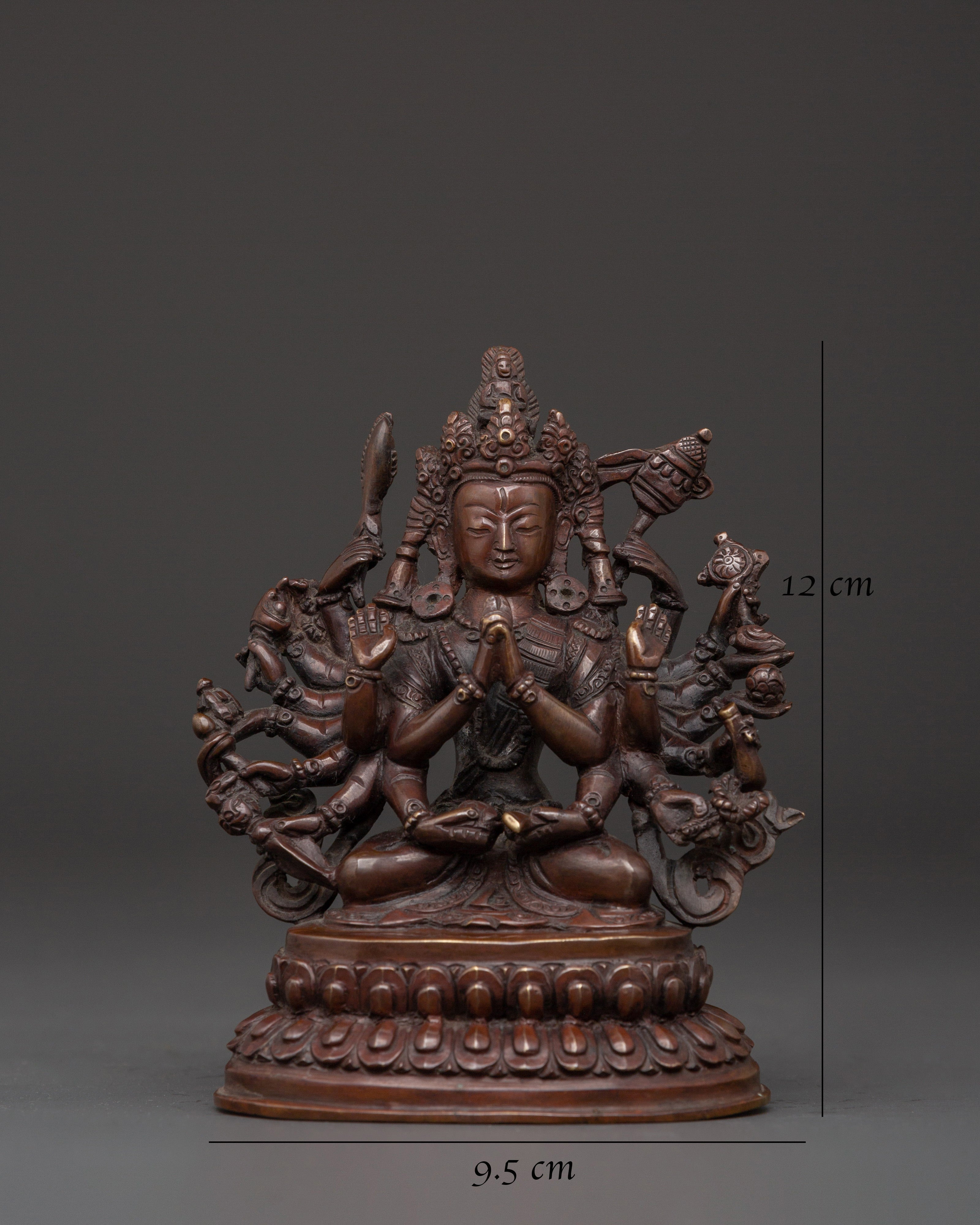 Cundi Bodhisattva Sculpture | Oxidized Copper Statue for Meditation & Altar
