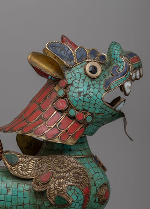 Handcrafted Brass Snow Lion Statue | Sacred Buddhist Artifact