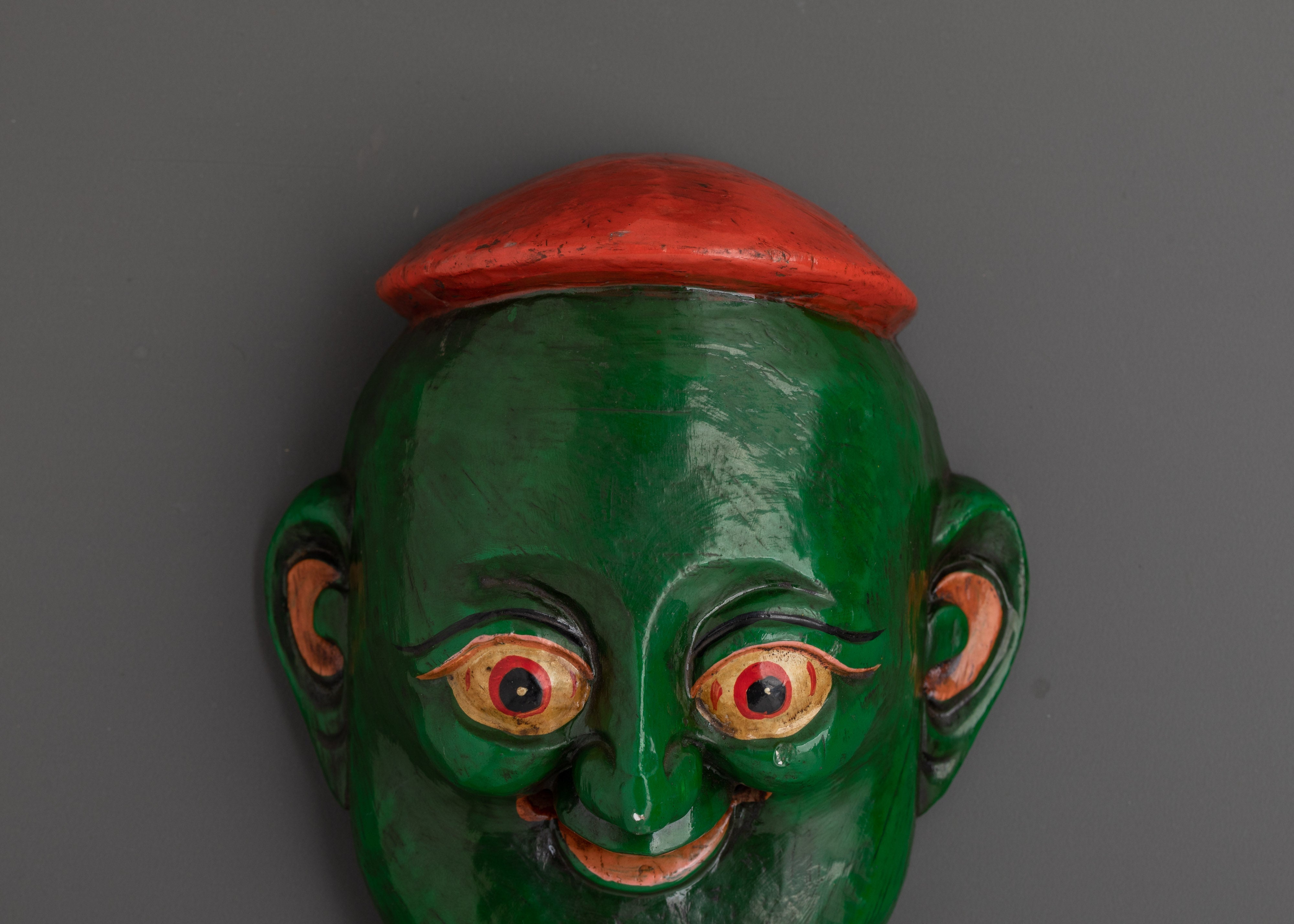 Decorative Wooden Wall Mask | Handcrafted Painted Wood Face Decor