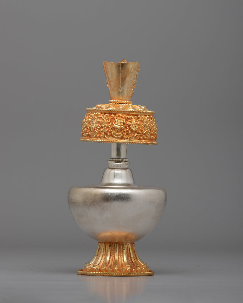 Gold & Silver Plated Sacred Vase for Spiritual Practices |  Sacred Water Offering Artifact for Purification