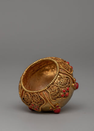 Gold-Plated Golpa Offering Bowl | Sacred Ritual and Decor