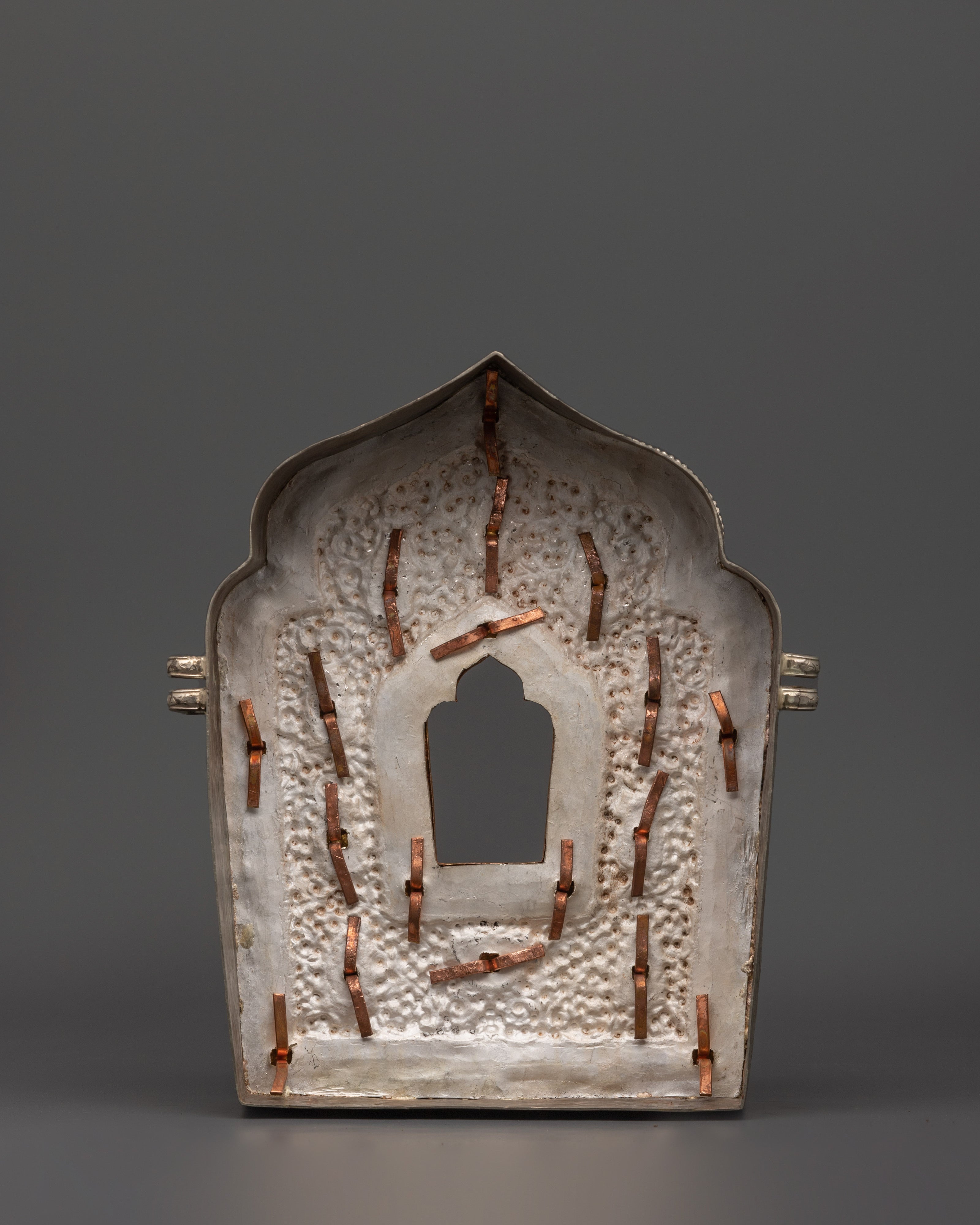 Buddhist Portable Ghau Box \ Gold &amp; Silver-Plated Copper Shrine Box