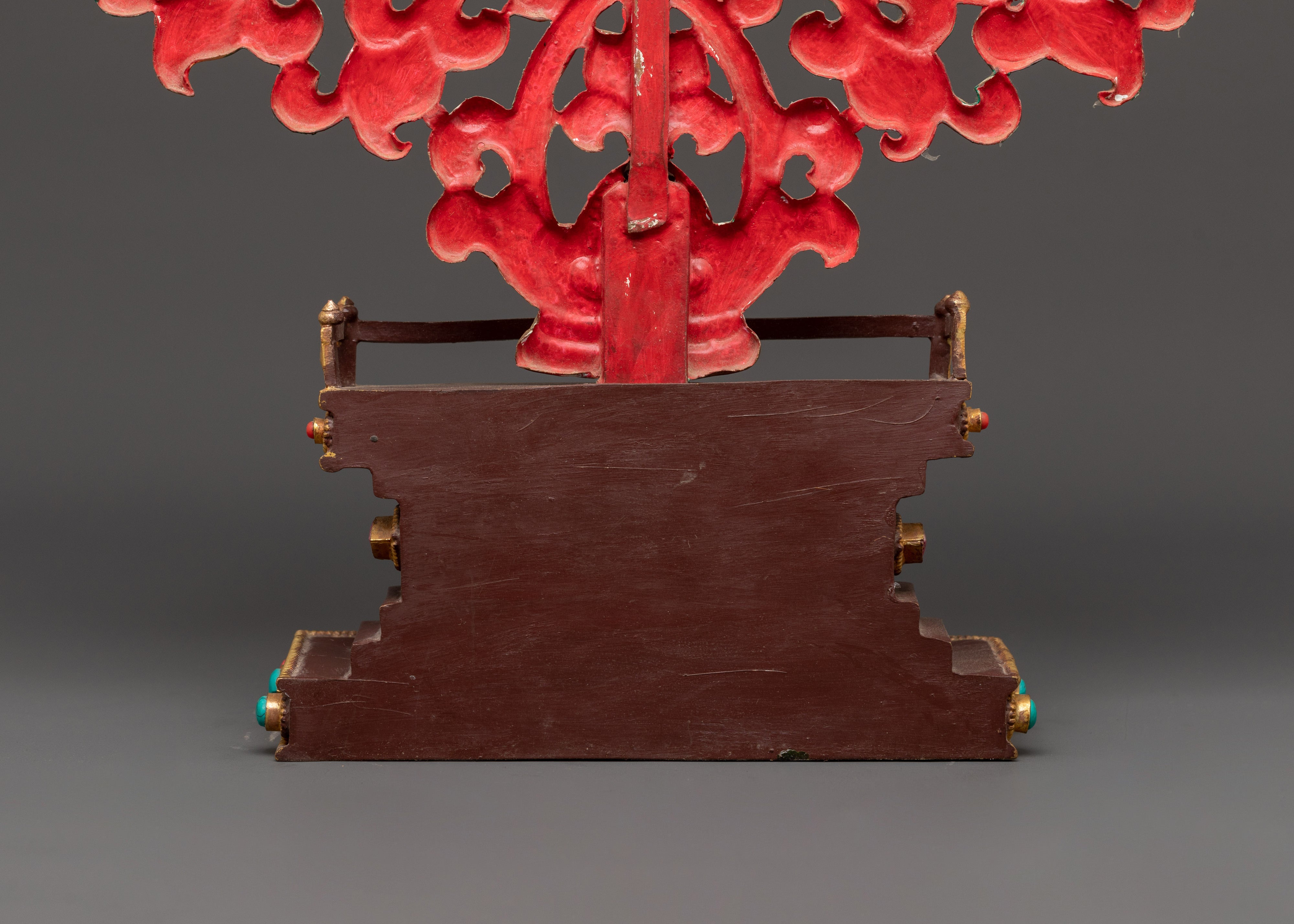 Tibetan Copper Offering Tree | Gold Plated Ritual Art with Acrylic Colors
