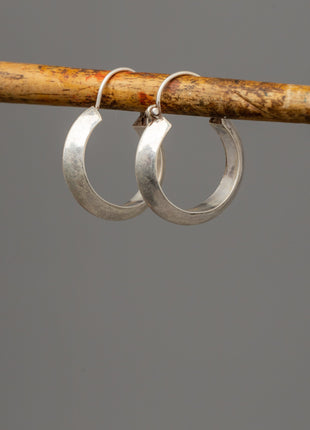 92.5% Silver Small Hoop Earrings | Tibetan Earrings in Pure Silver