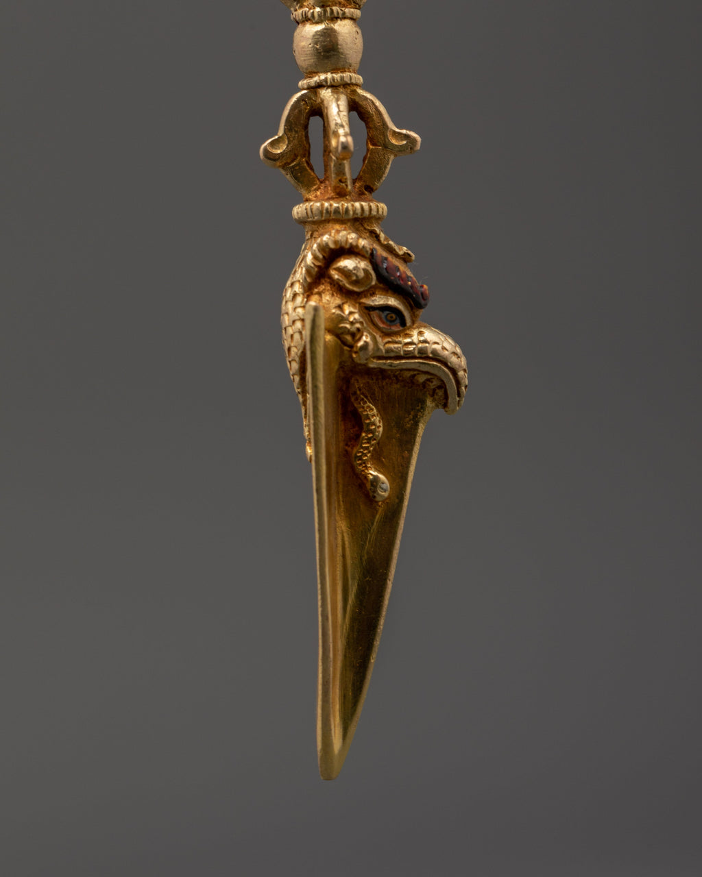 Tibet Ritual Dagger Tibetan Shrine Ritual Dagger Phurba | Gold Plated Copper Vajrayana Shr