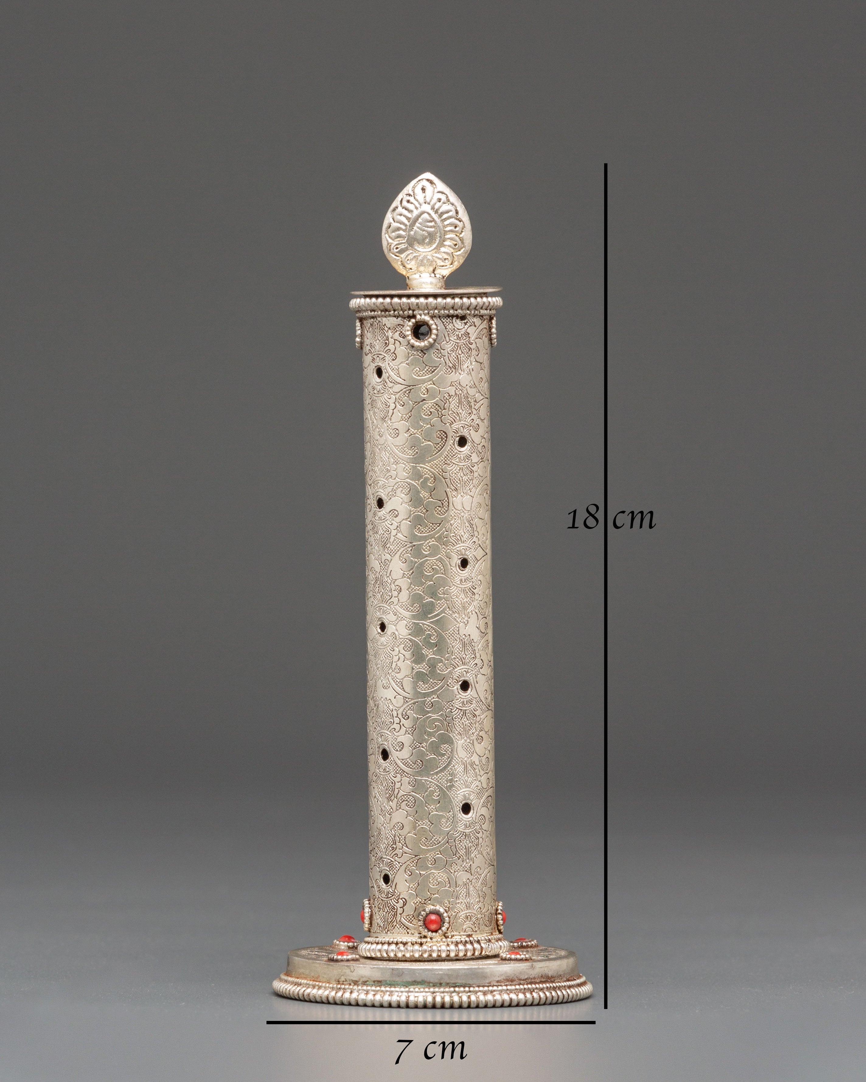 Buddhist Ritual Incense Burner | Tibetan Silver Plated Copper Censer