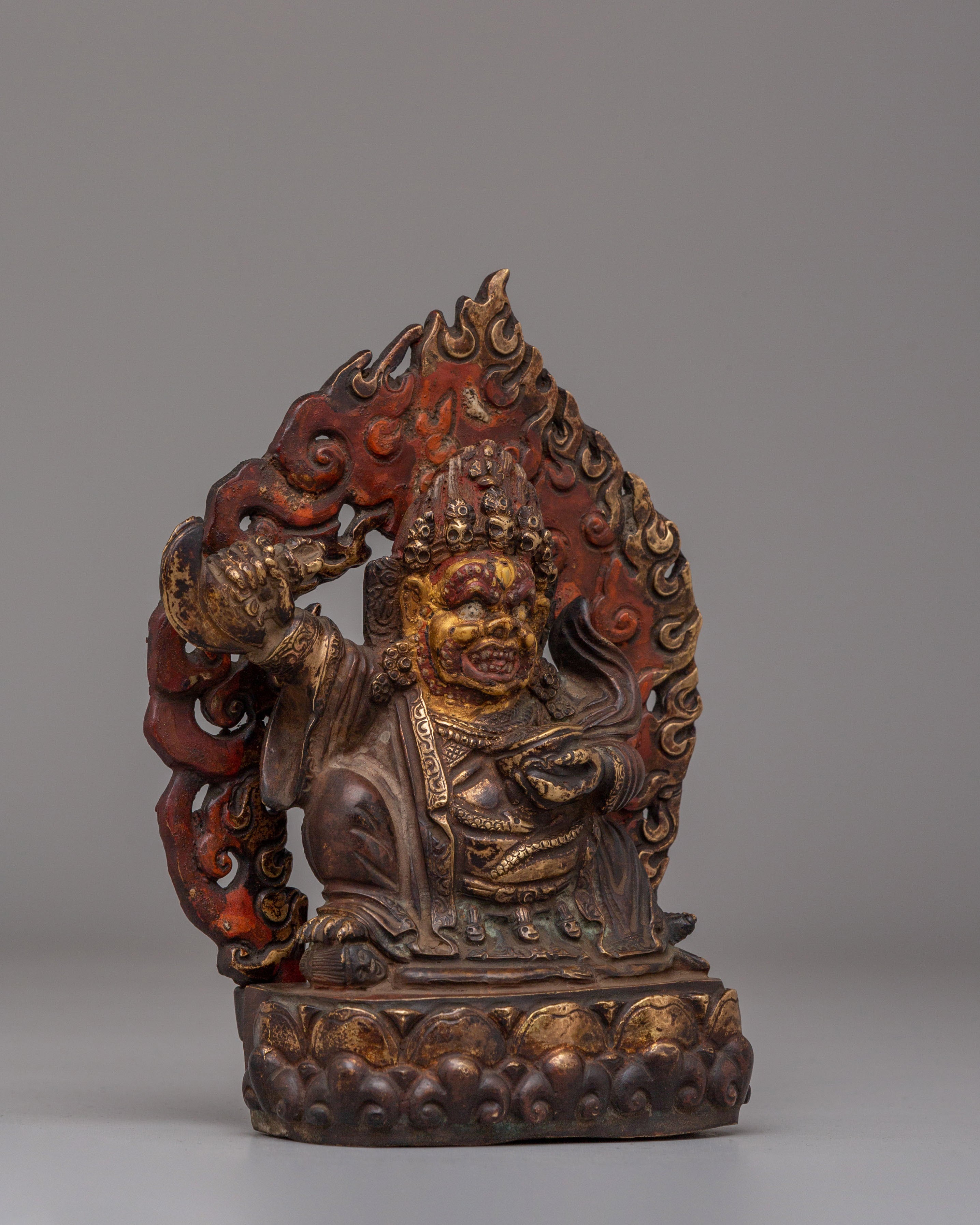 Sacred Bernagchen Mahakala Statue | Tibetan Protector Copper Sculpture