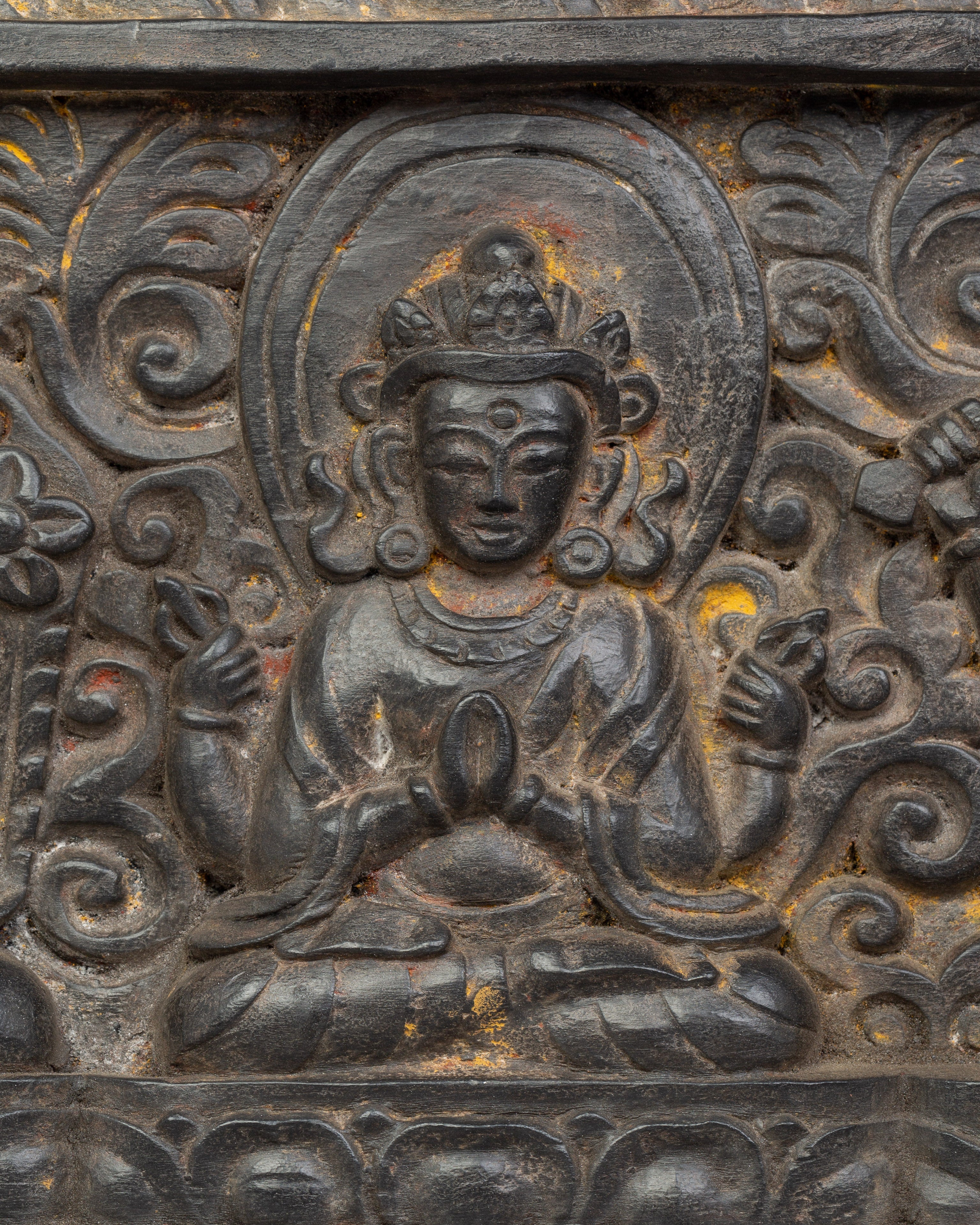 Carved Wooden Sutra Cover | Traditional Art