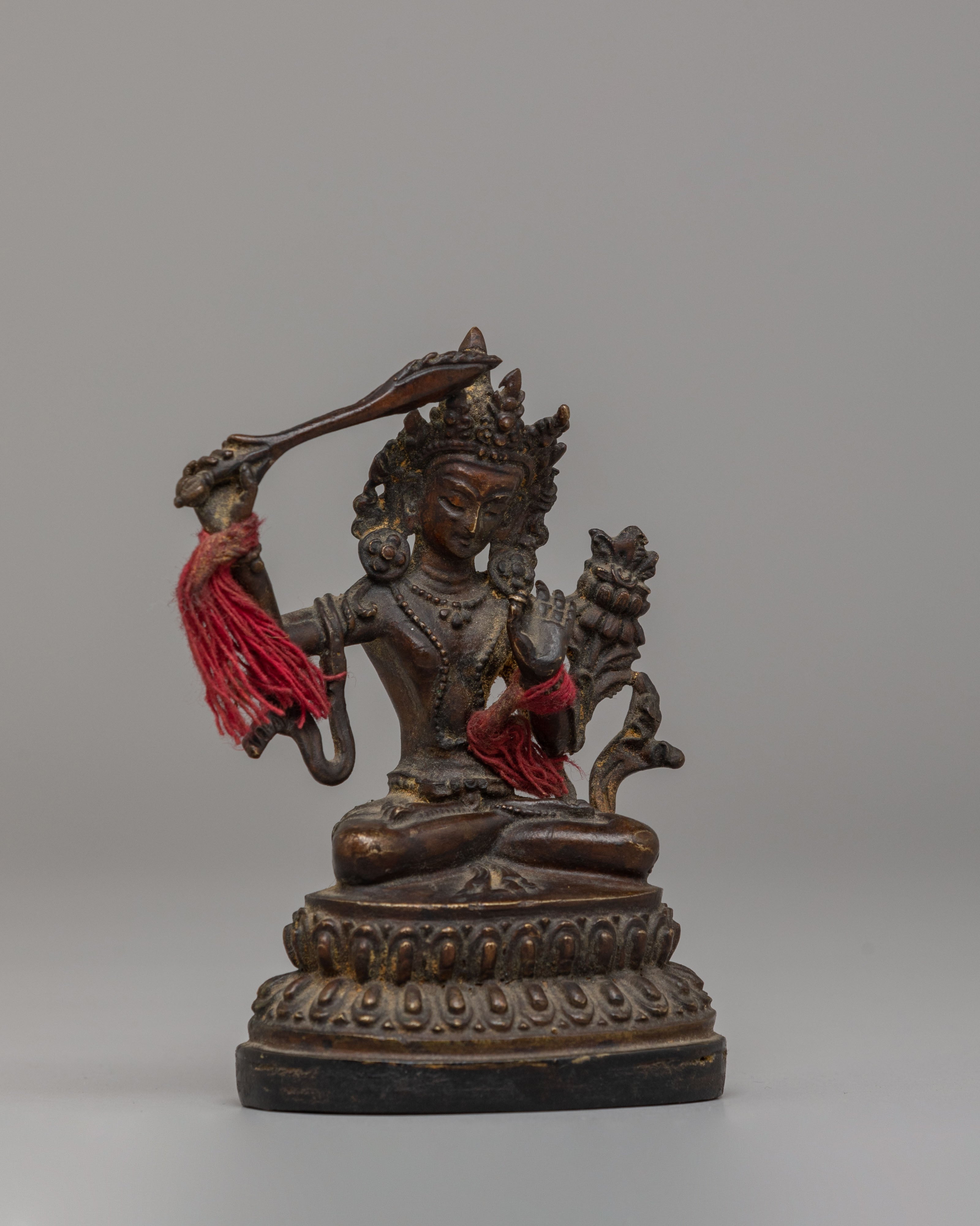 Tibetan Sacred Manjushri Statue | Copper Statue with Semi-Antique Finish