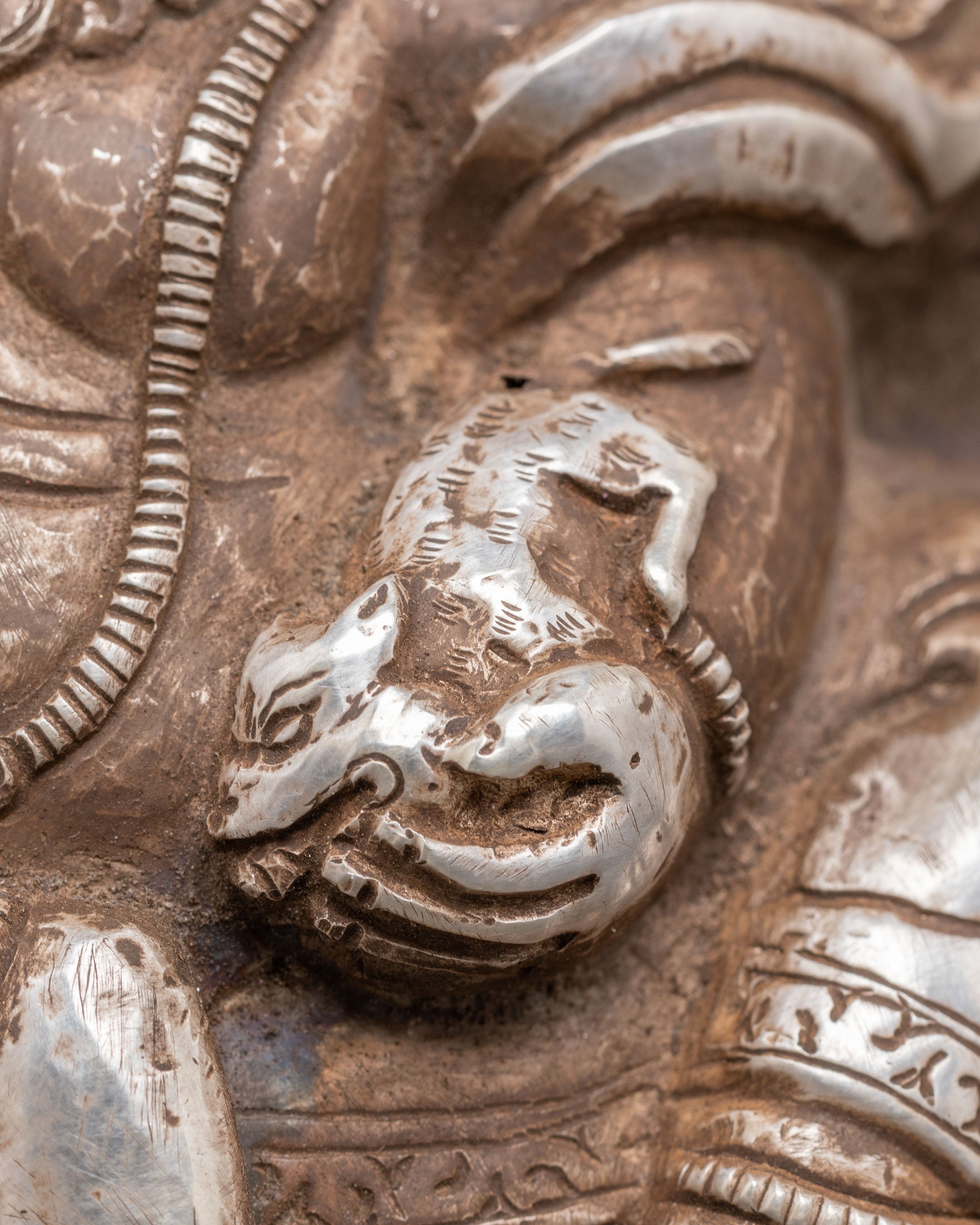 Sacred Namtoshe Wall Hanging | Tibetan Silver Protector Deity Art for Sacred Decor