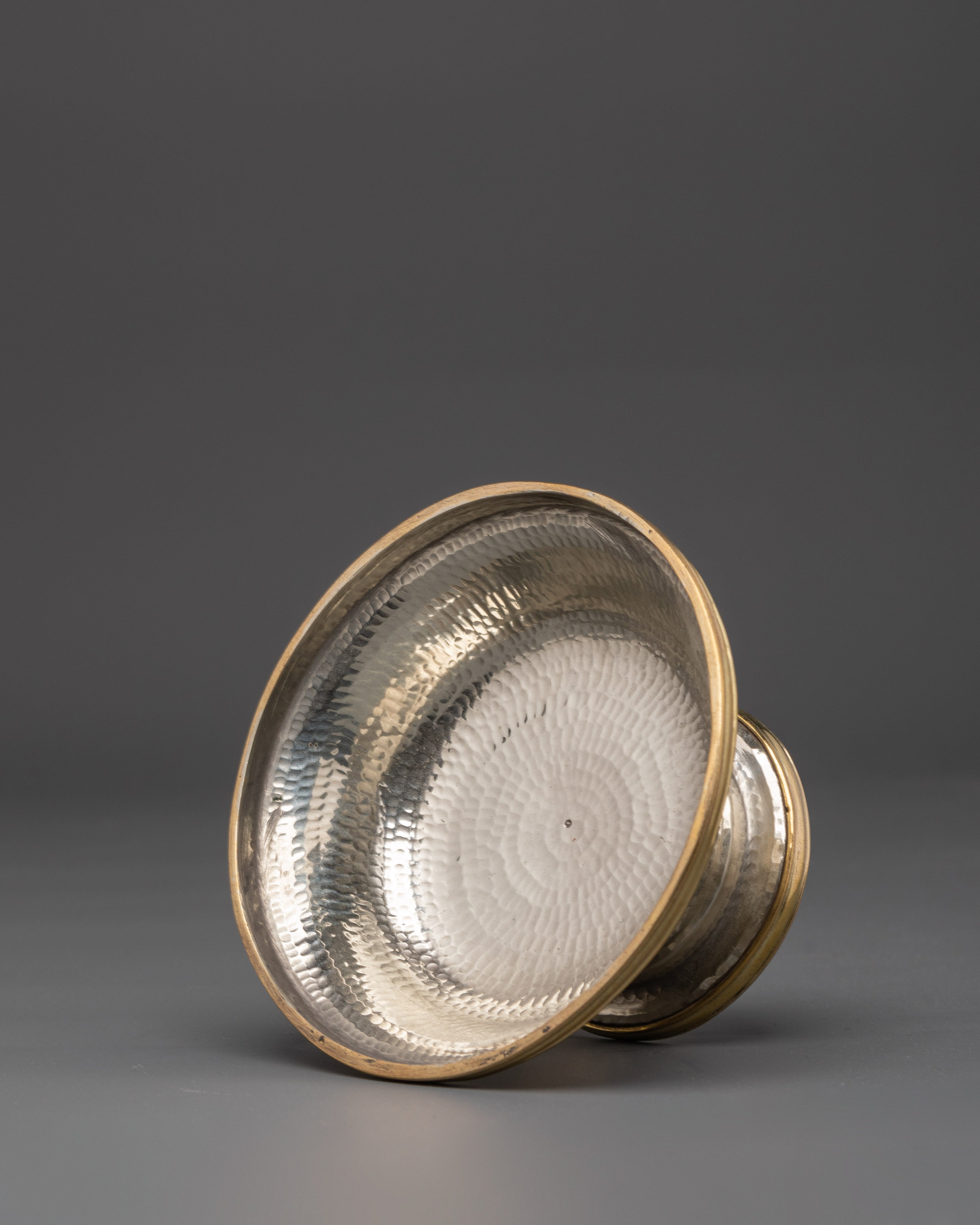 Handmade Serkyem Set for Offering | White Metal and Copper Buddhist Offering Vessel