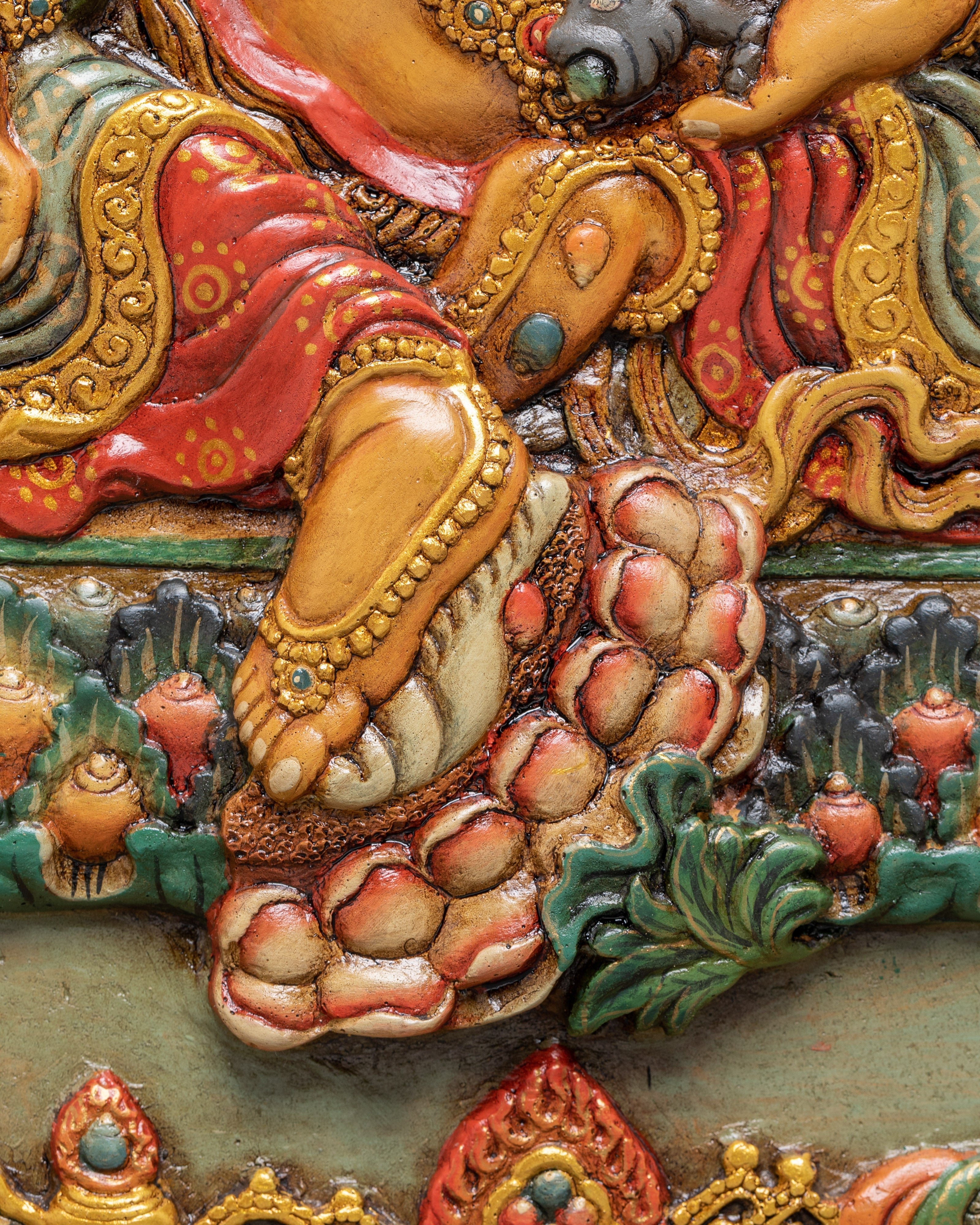 Tibetan Dzambhala Relief Art Wall Hanging | Spiritual Wealth & Prosperity Wall Art