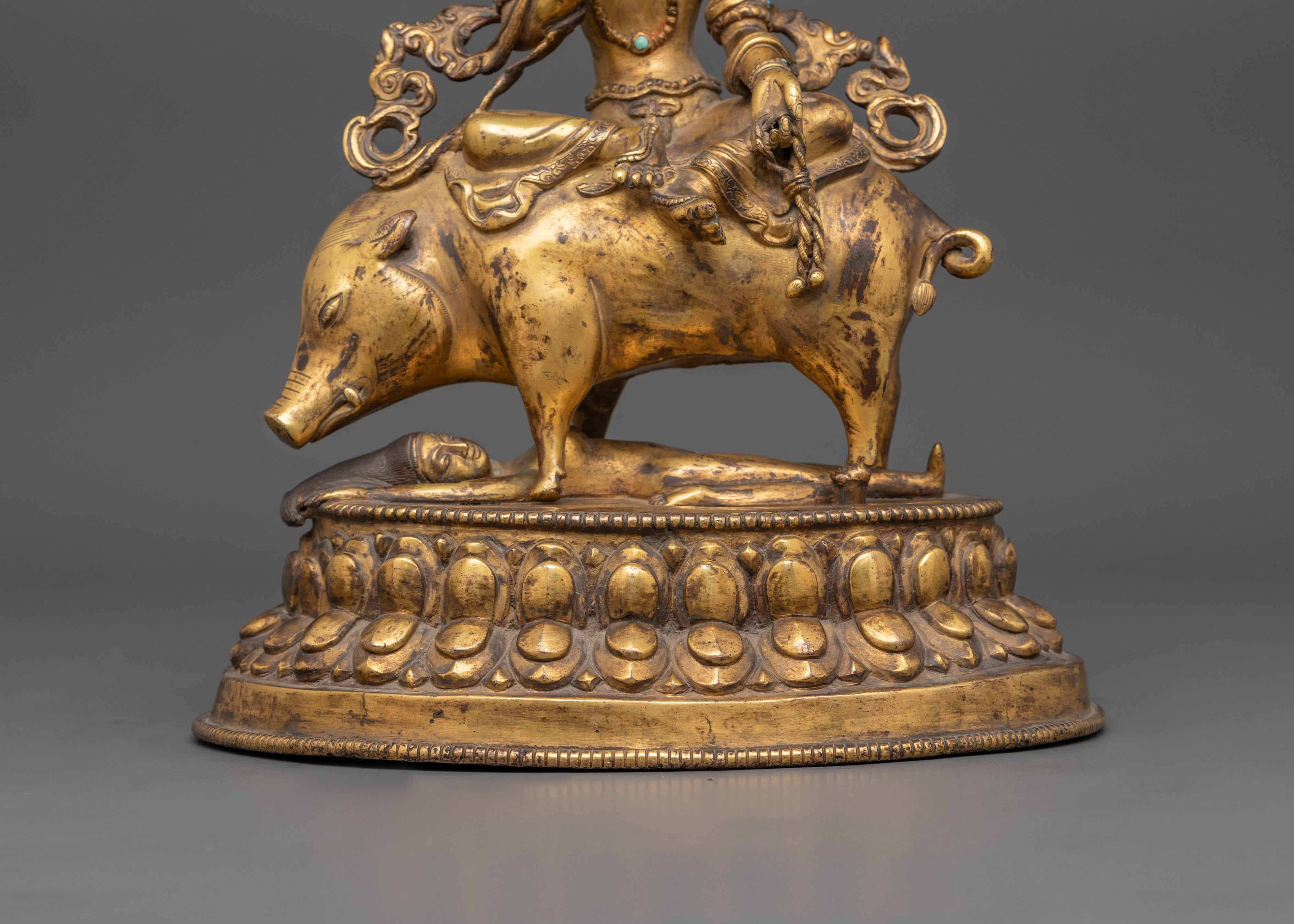 Antique Gold Marichi Statue | Gold-Plated Copper Deity