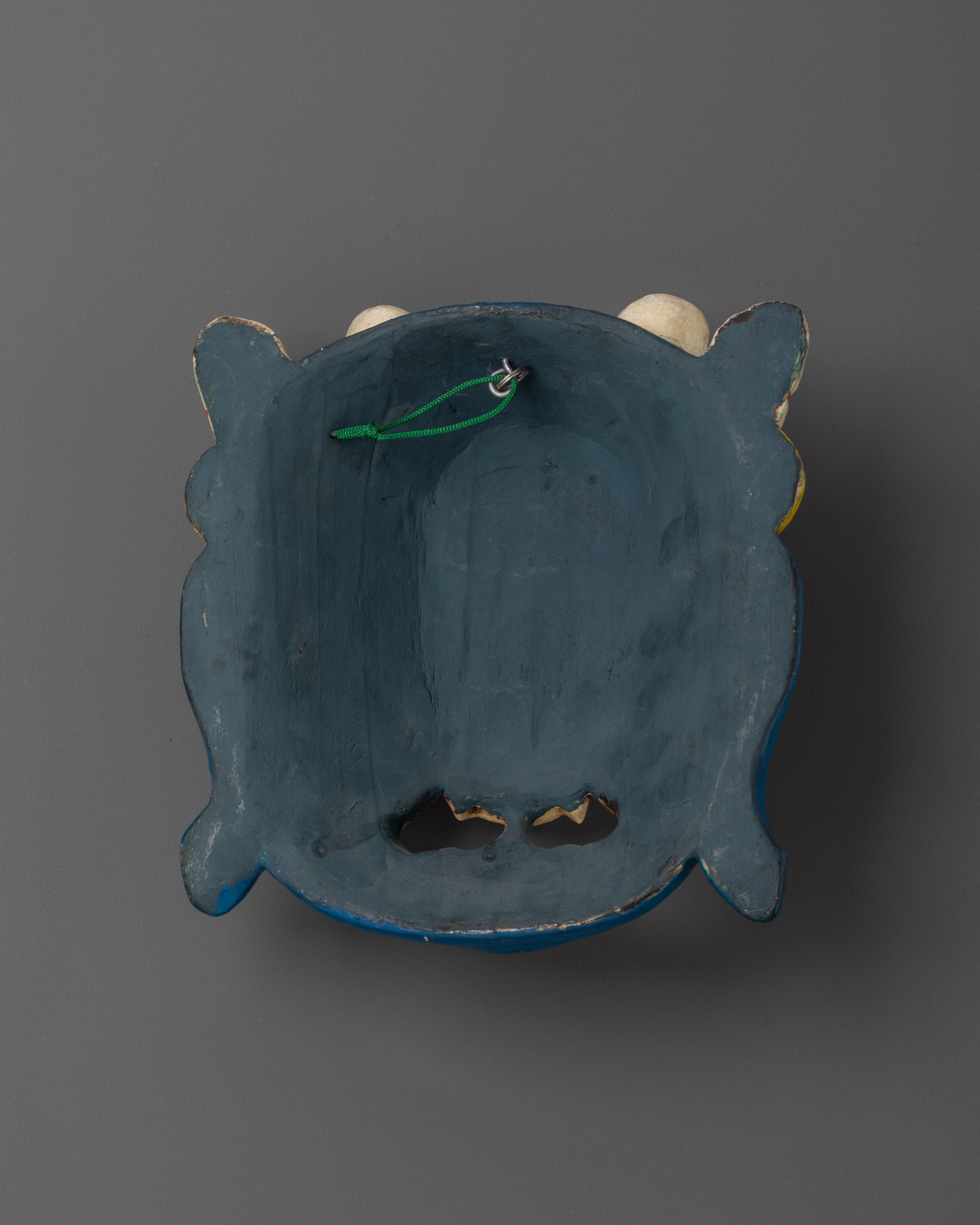 Handcrafted Tibetan Deity Wall Mask | Buddhist Blue Wrathful Guardian Art