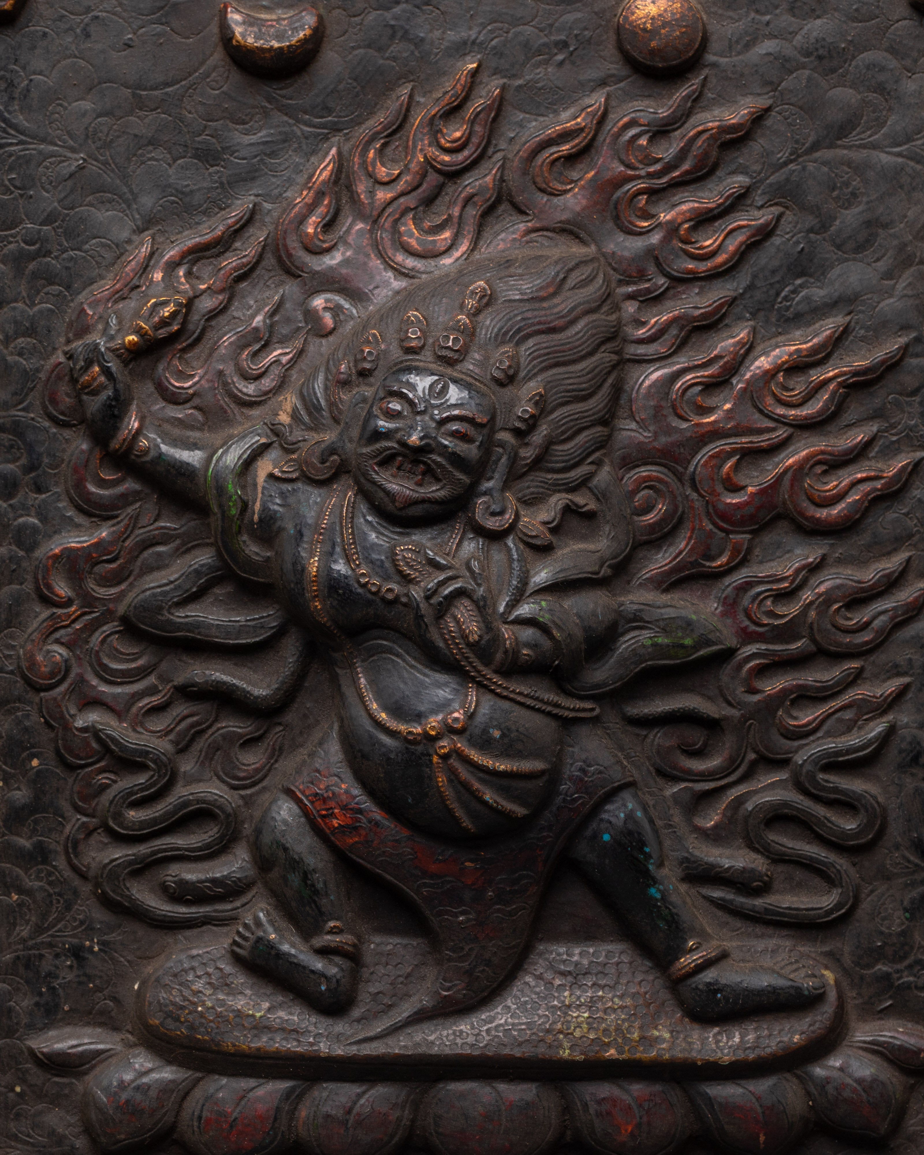 Handcrafted Spiritual Wall Hanging | Brass Vajrapani Fierce Deity Art