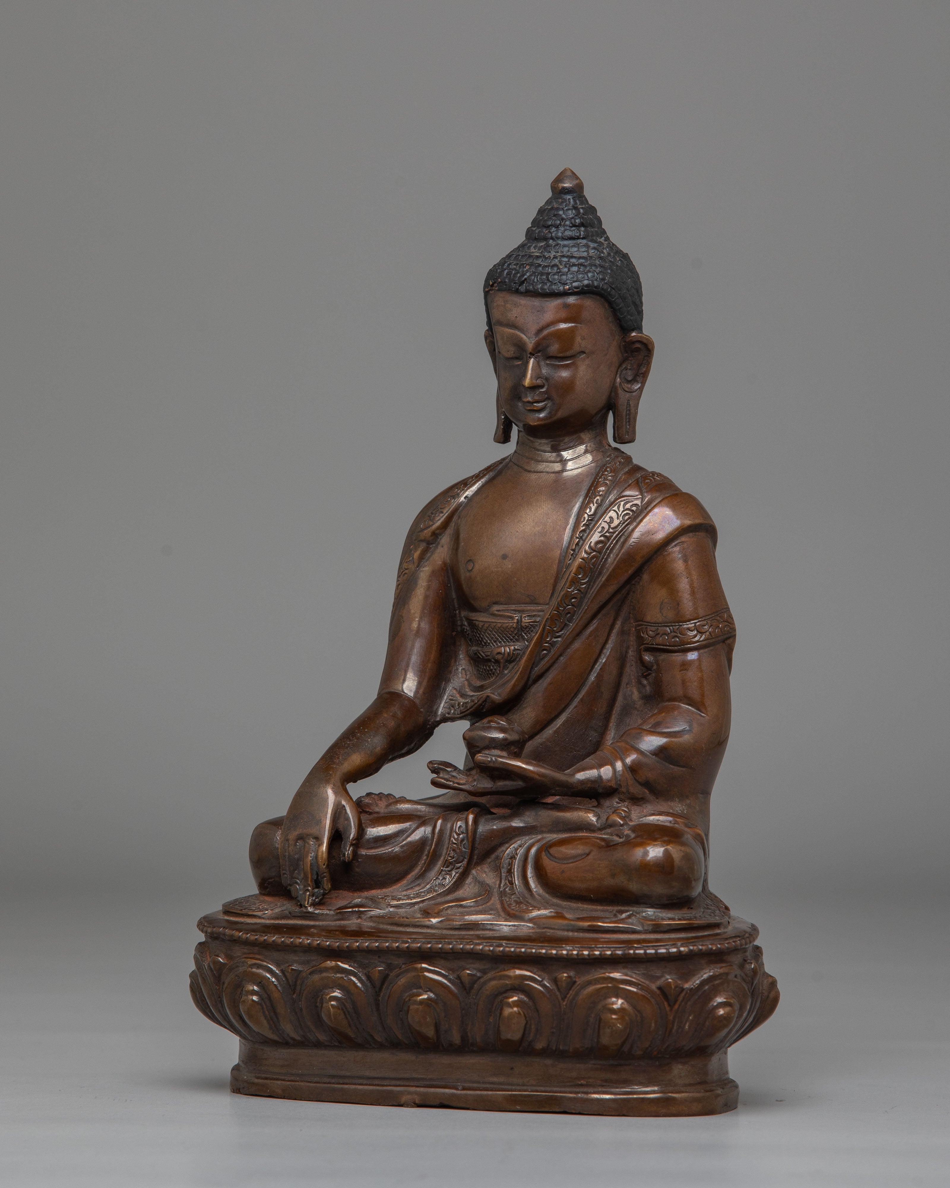 Handcrafted Oxidized Statue of Shakyamuni Buddha | Peaceful Buddha Figurine