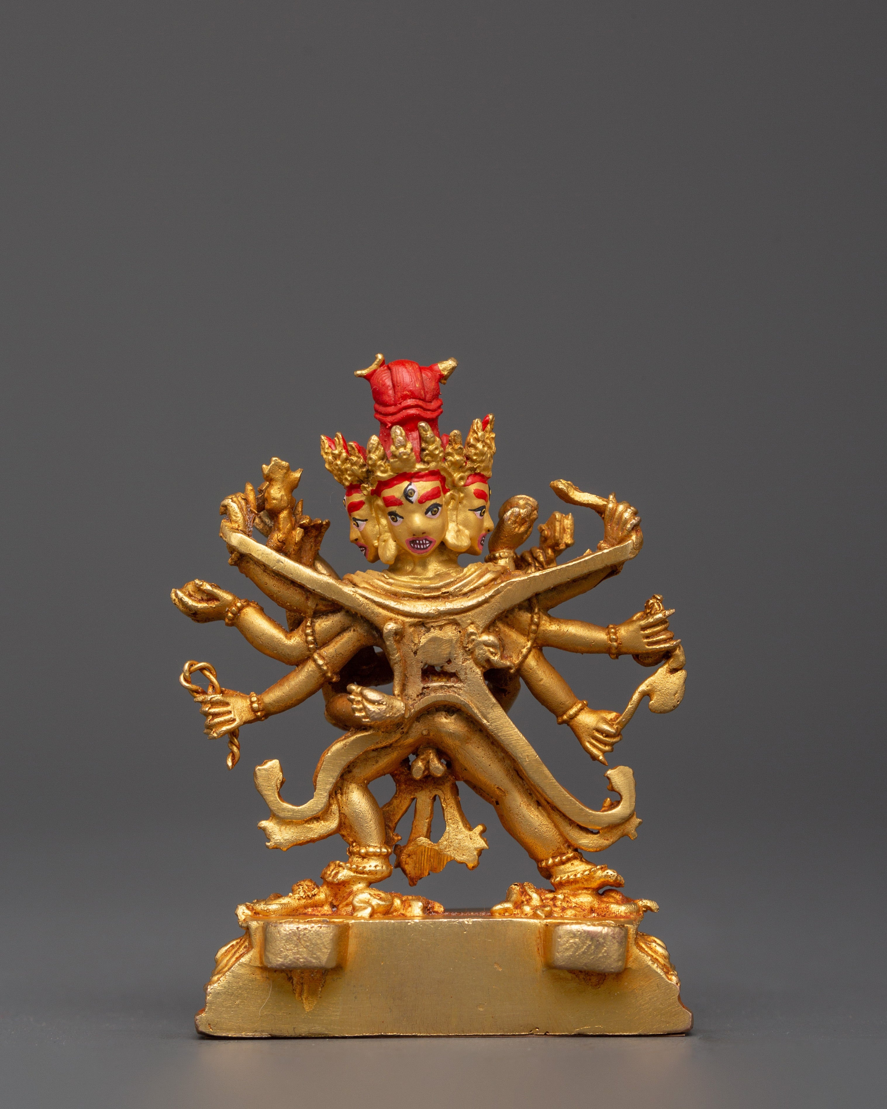 Chakrasambhara Statue in Gold-Plated Copper | Tantric Deity Sculpture for Zen Artwork
