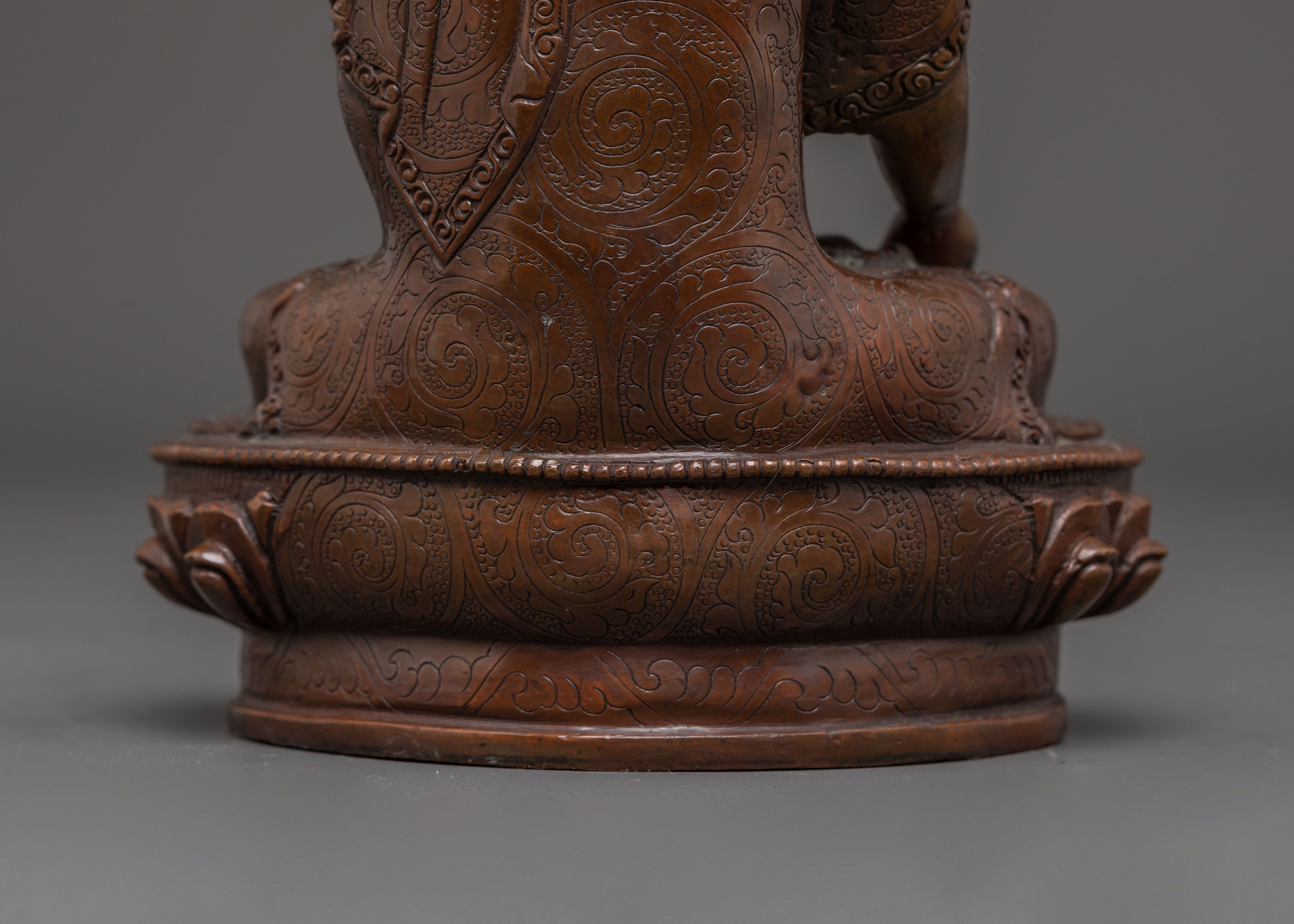 Handmade Ratnasambhava Copper Statue | Home Altar Decor