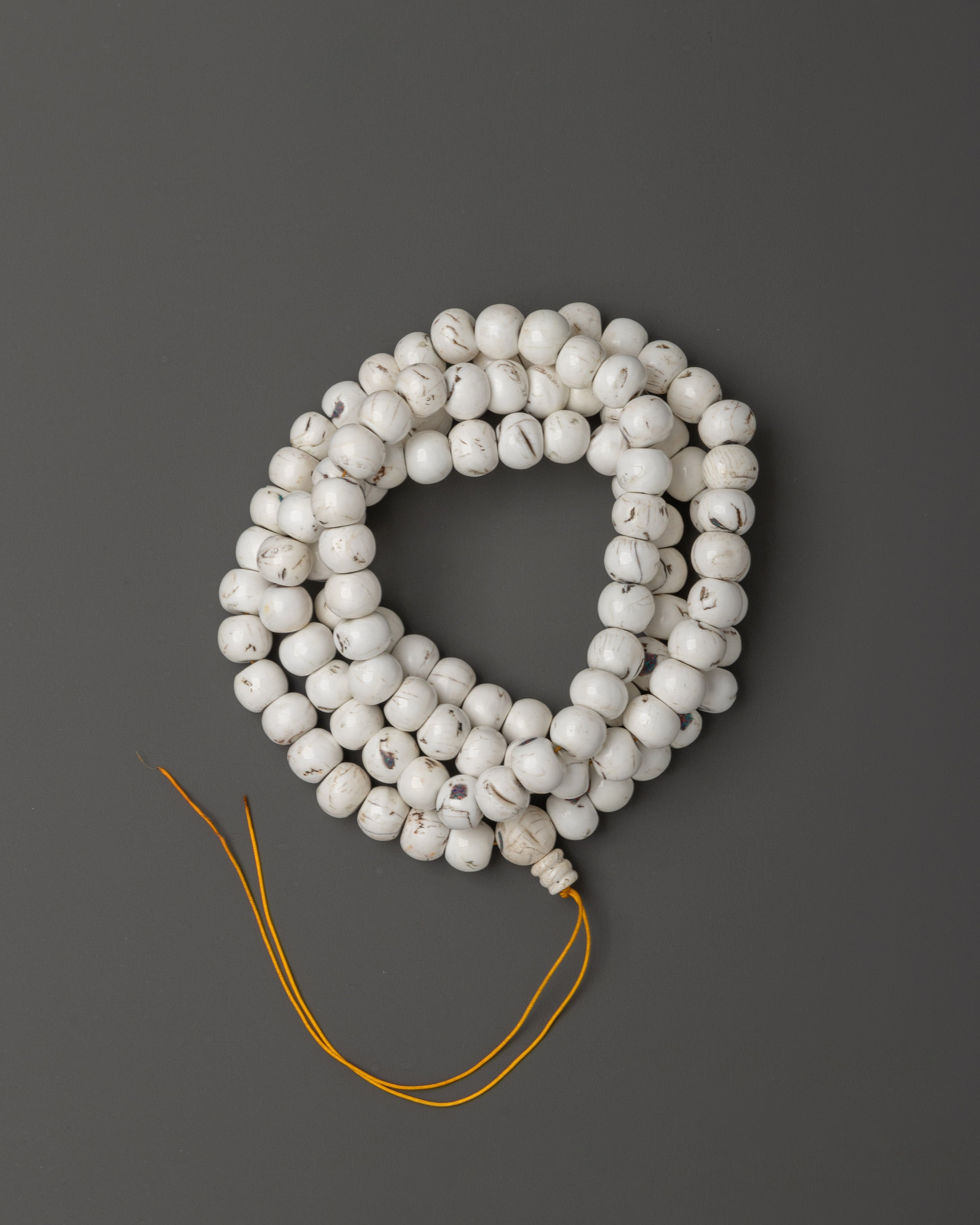 Handmade Conch Shell Mala | White Buddhist Prayer Beads Mala