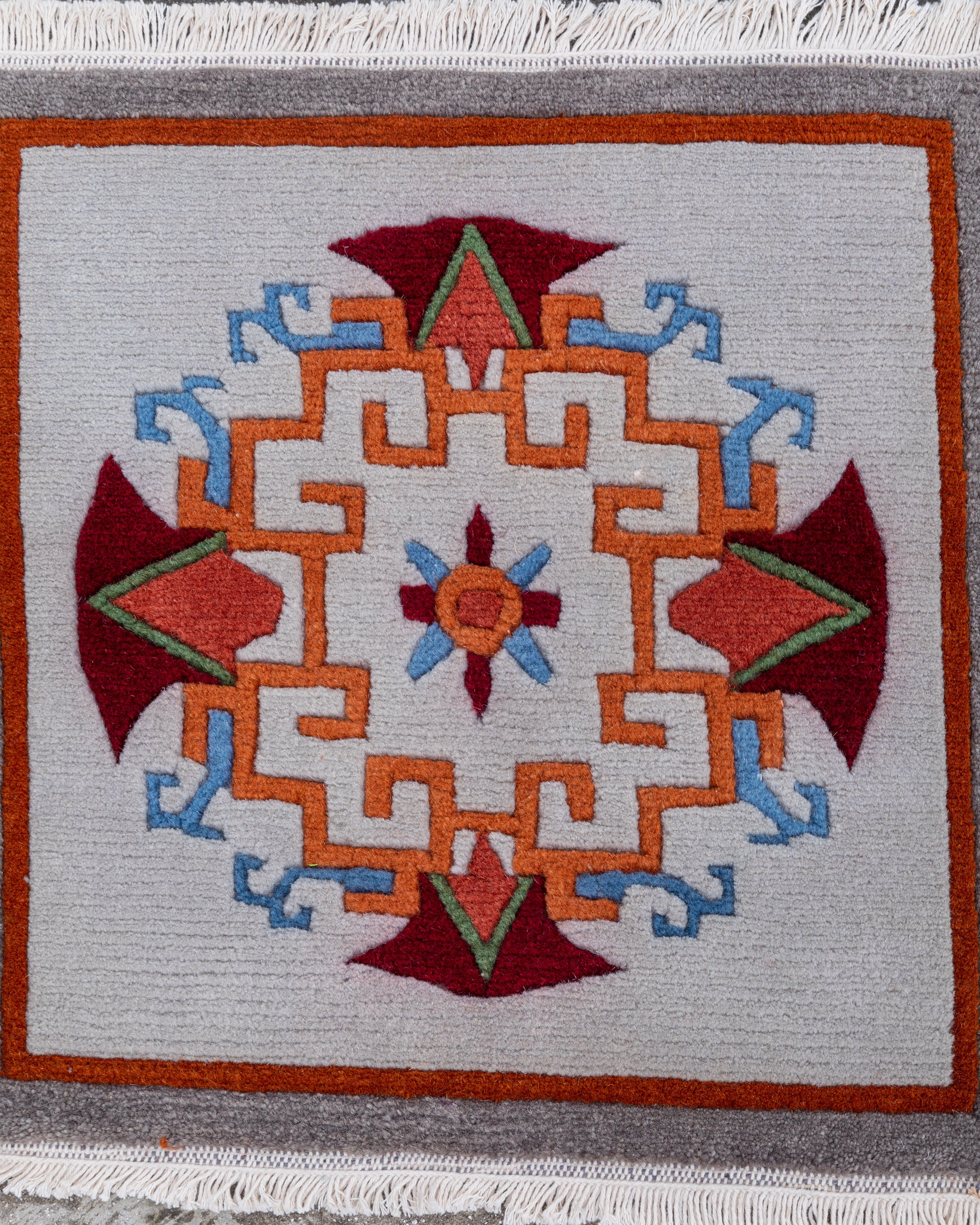 Elegant Traditional Handcrafted Seat Rug | Tibetan Wool Meditation Cushion