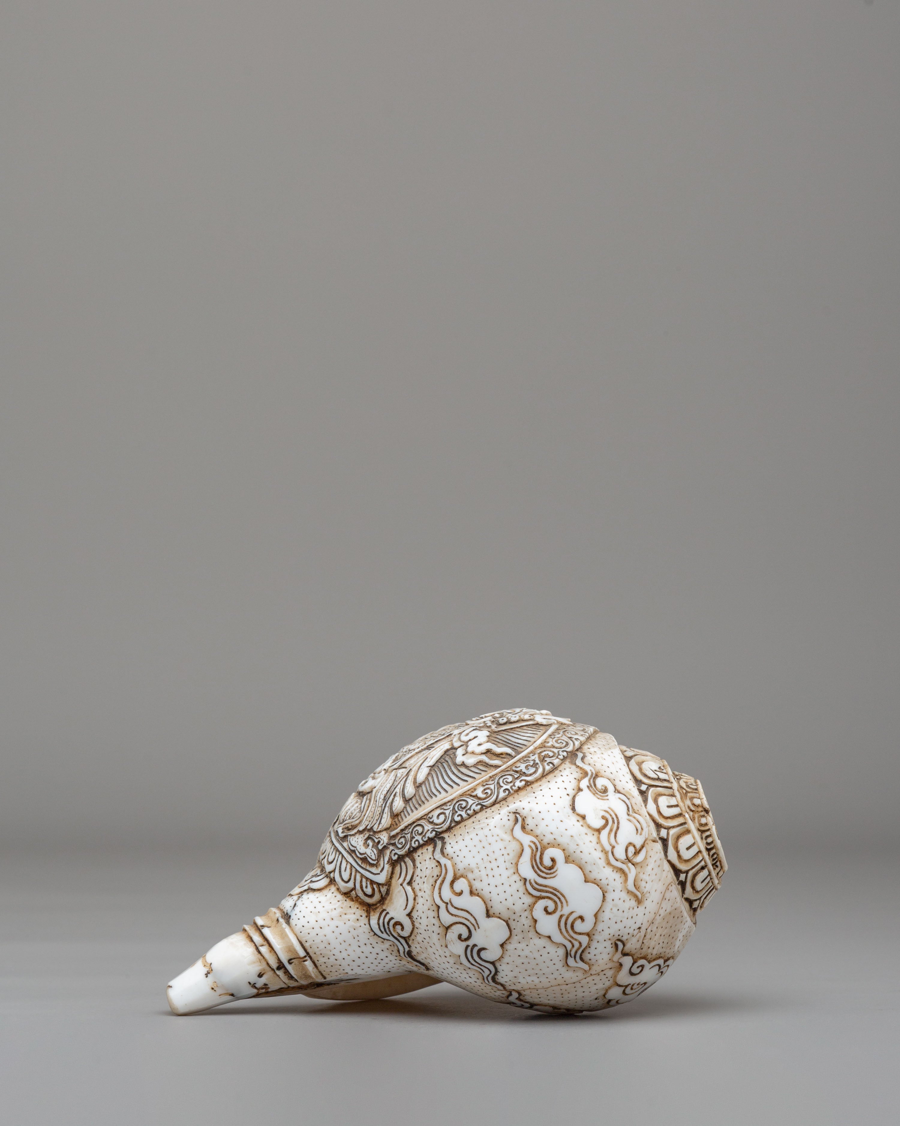 Guru Rinpoche Ritual Conch | Handcrafted Tibetan Conch for Sacred Ceremonies