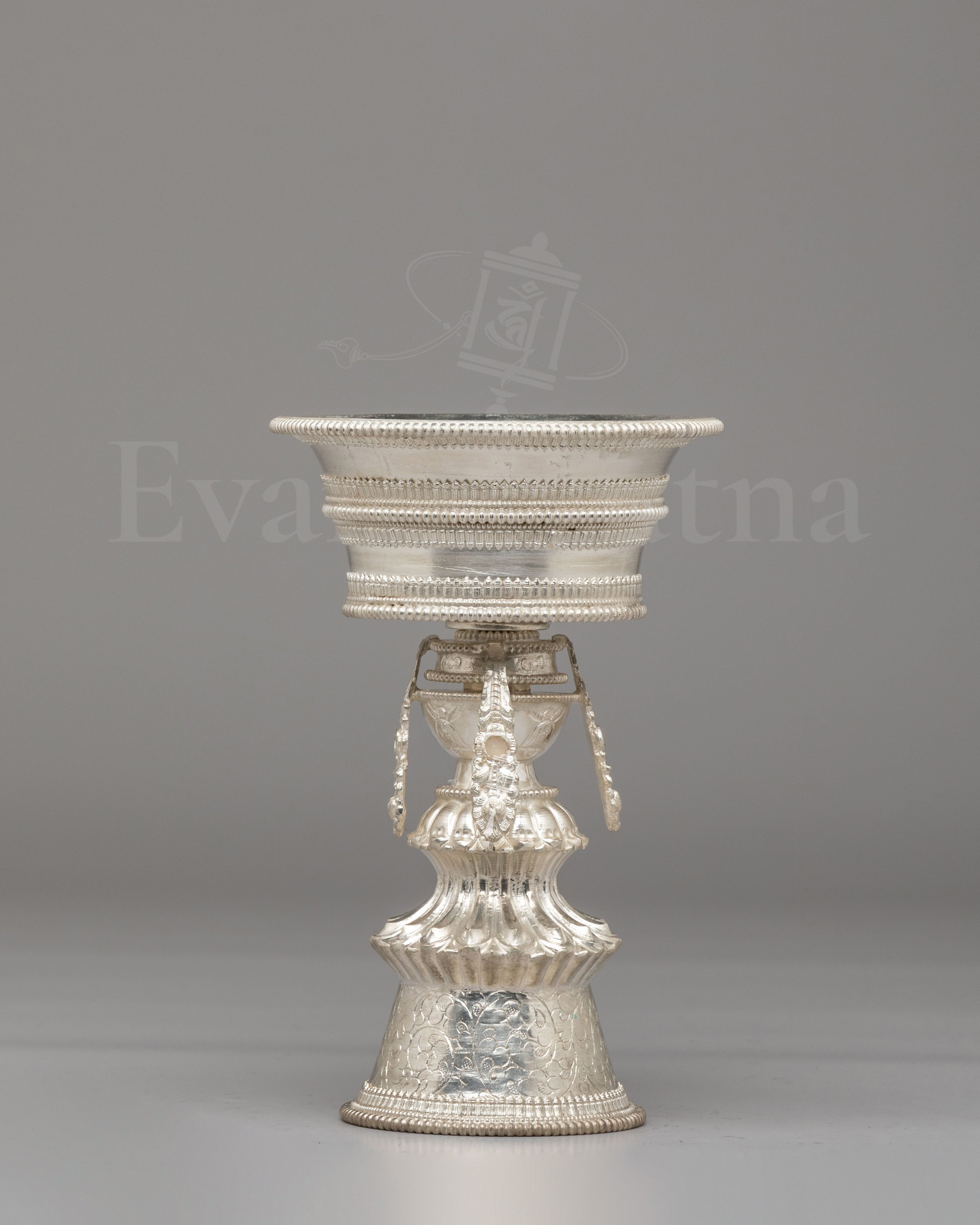 Himalayan Altar Butter Lamp Set | Silver Plated Buddhist Lamps