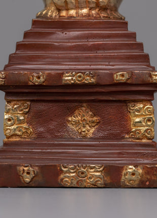 Gold-Plated Tibetan Stupa with Bronze Accents | Meditation and Spiritual Spaces